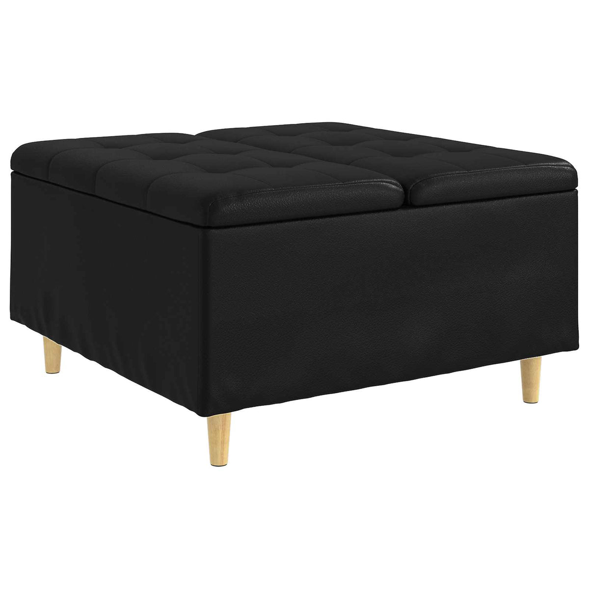 Ottoman med Opbevaring Sort 80 x 80 x 45 cm Kunstlæder