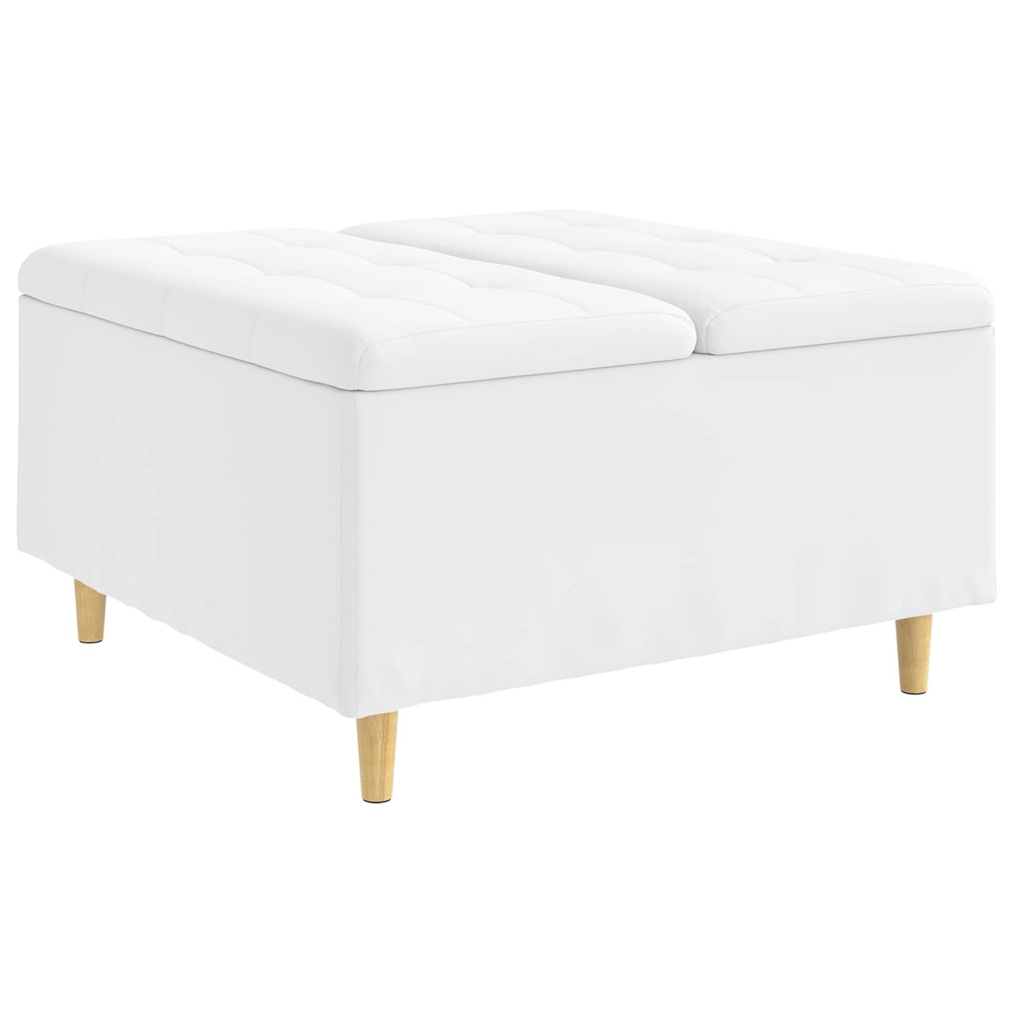 Ottoman med Opbevaring Hvid 80 x 80 x 45 cm Kunstlæder