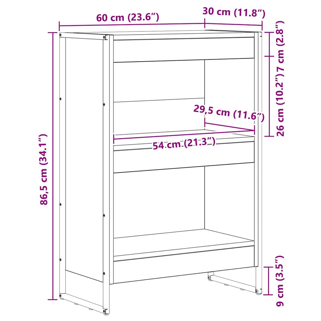 Bogskab 60 x 30 x 86,5 cm Konstrueret træ Artisan eg