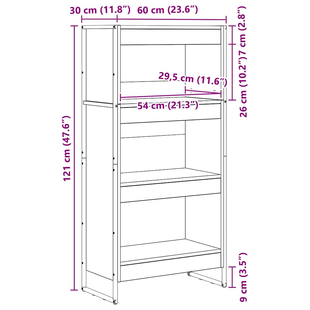 Bogskab 60 x 30 x 121 cm Konstrueret træ Sonoma