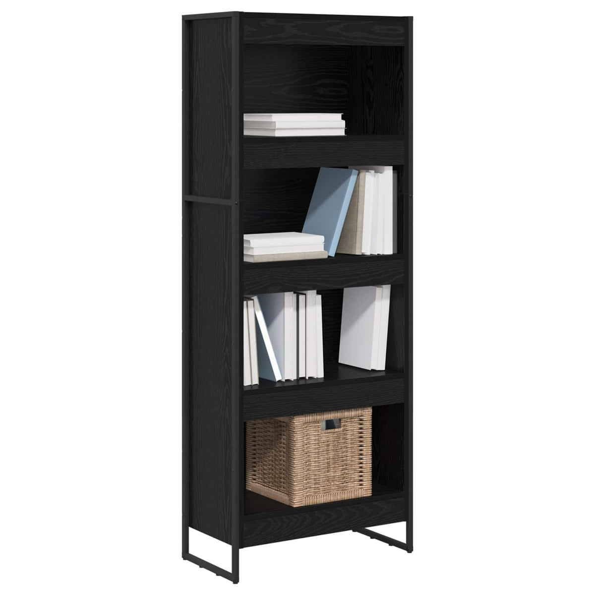 Bogskab 60 x 30 x 155 cm Konstrueret træ Sort eg
