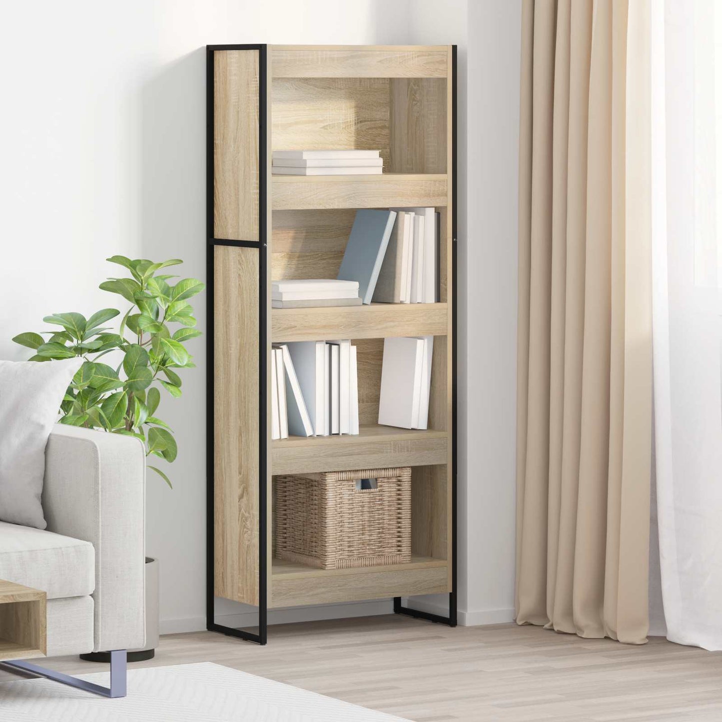 Bogskab 60 x 30 x 155 cm Konstrueret træ Sonoma
