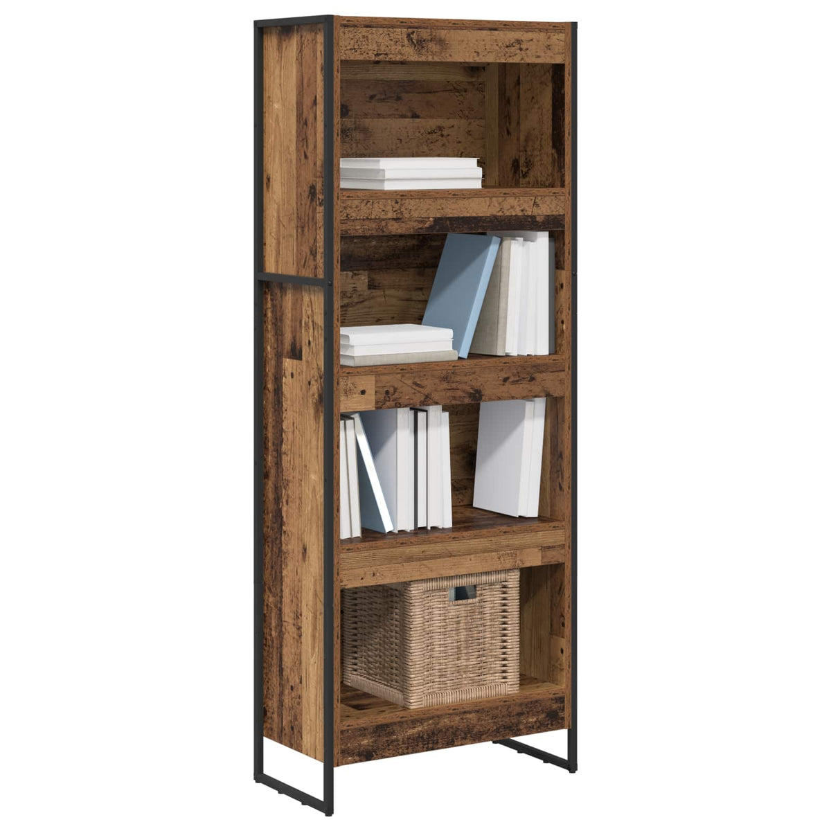 Bogskab 60 x 30 x 155 cm Konstrueret træ Gammelt træ