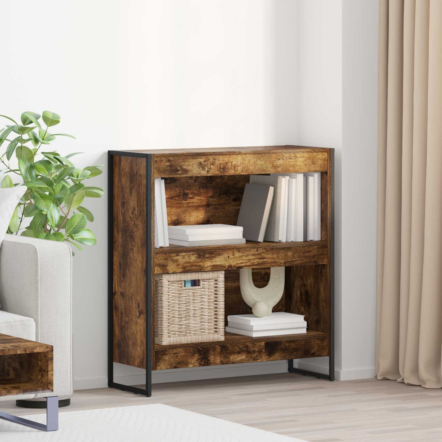 Bogskab 80 x 30 x 86,5 cm Konstrueret træ Røget Eg