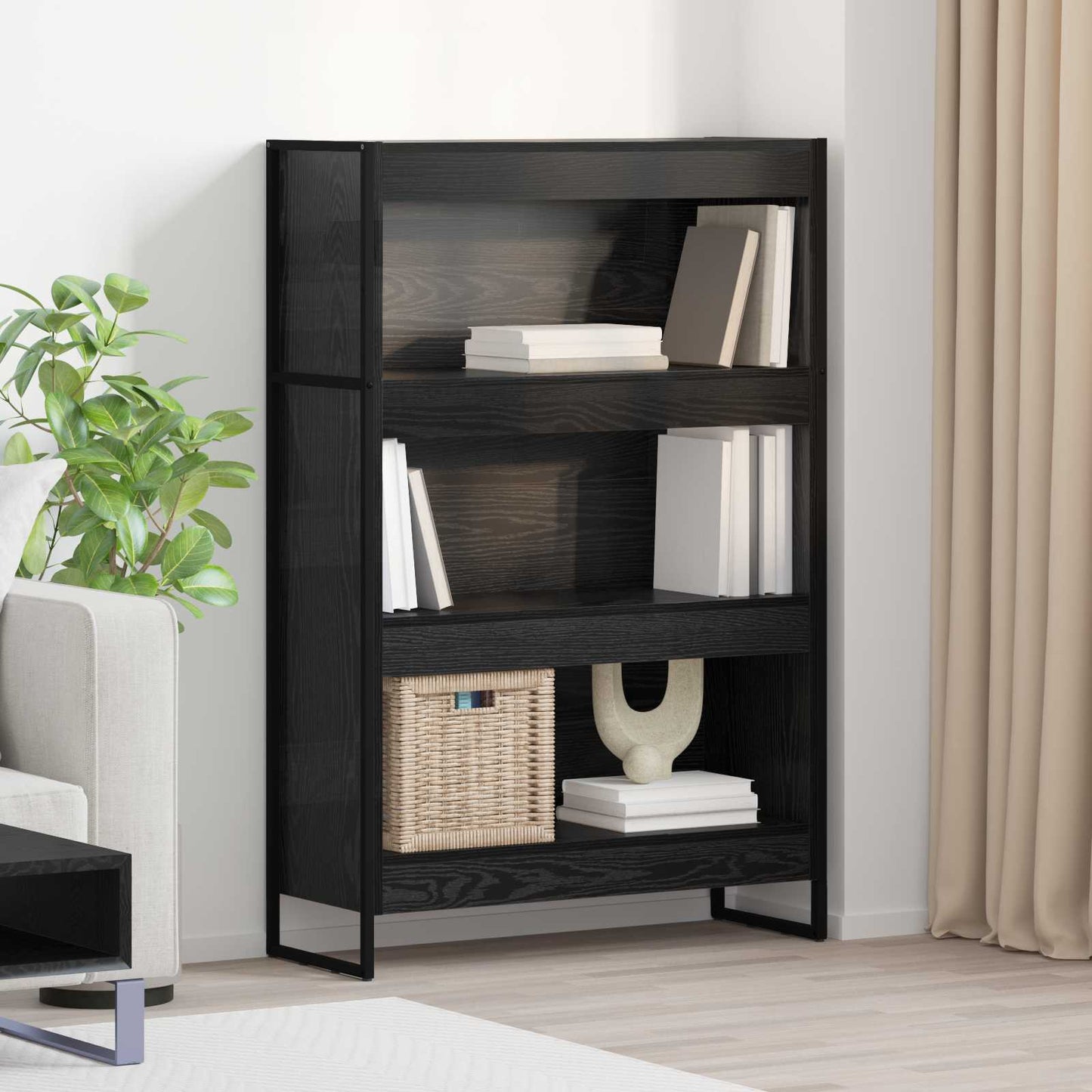 Bogskab 80 x 30 x 121 cm Konstrueret træ Sort eg