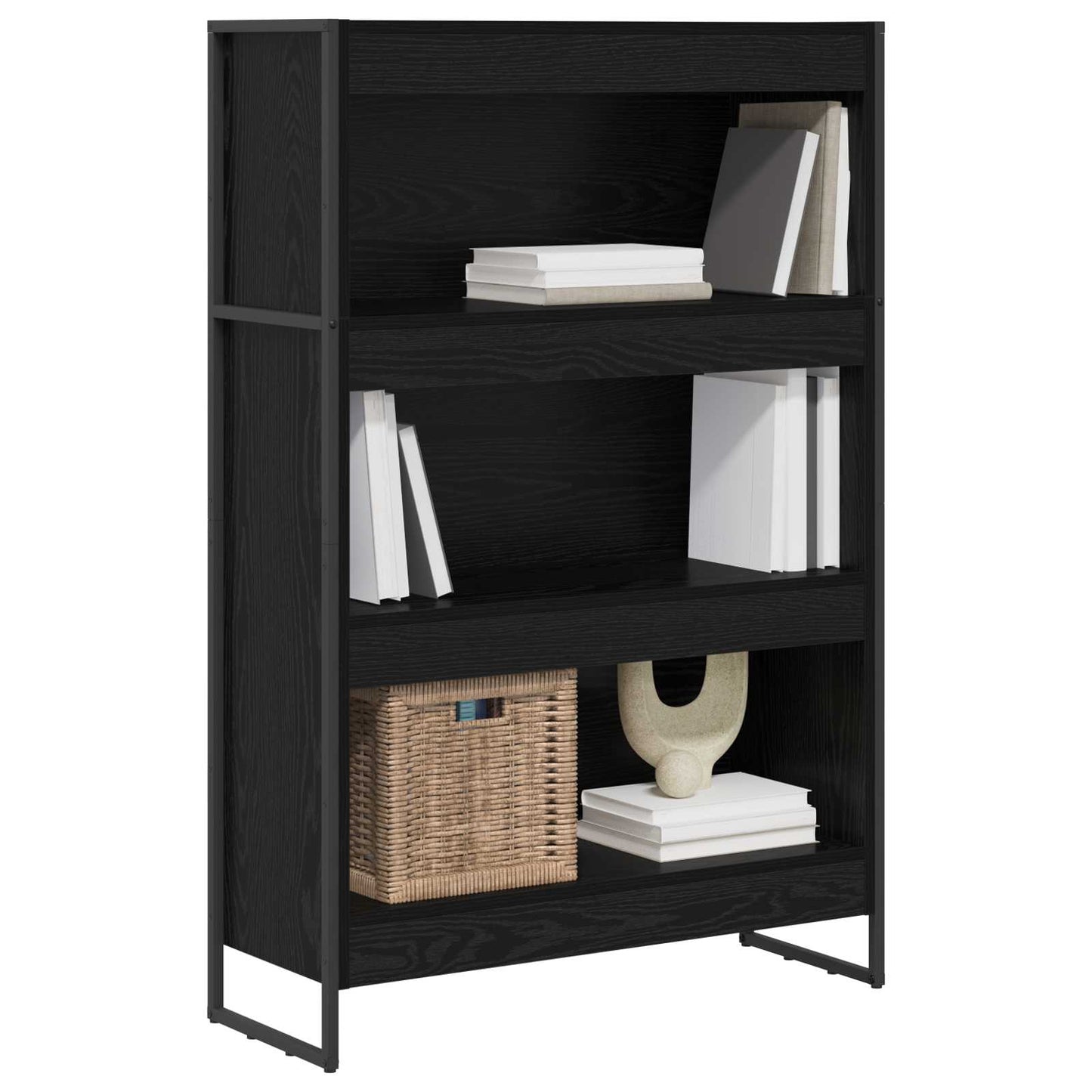 Bogskab 80 x 30 x 121 cm Konstrueret træ Sort eg
