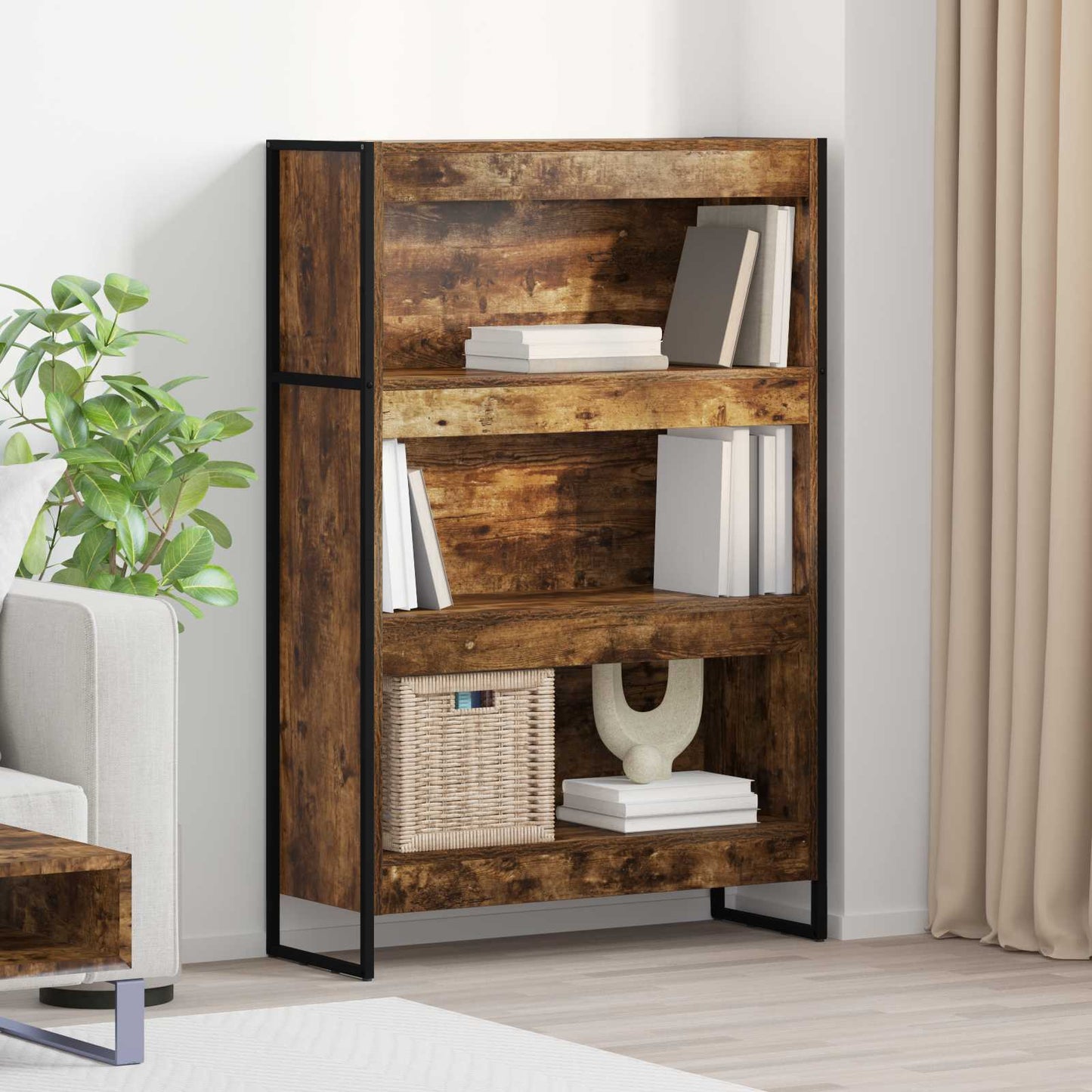 Bogskab 80 x 30 x 121 cm Konstrueret træ Røget Eg