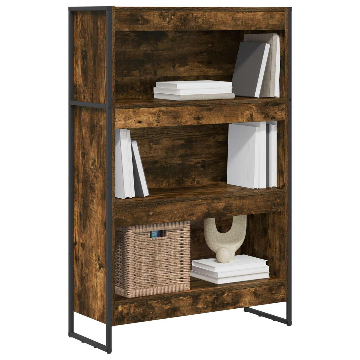 Bogskab 80 x 30 x 121 cm Konstrueret træ Røget Eg