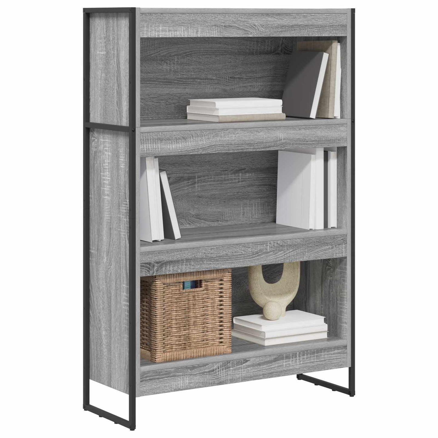 Bogskab 80 x 30 x 121 cm Konstrueret træ Grå Sonoma