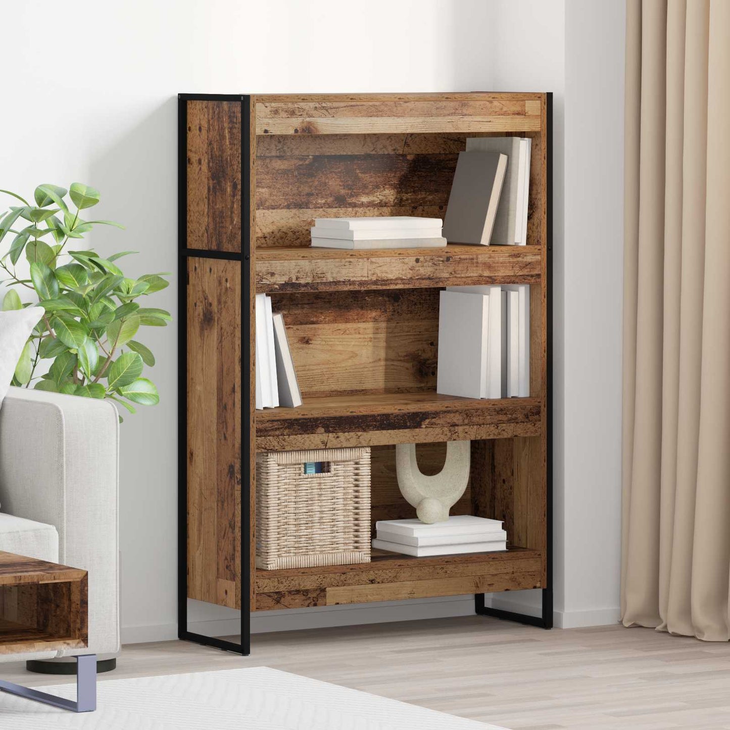 Bogskab 80 x 30 x 121 cm Konstrueret træ Gammelt træ