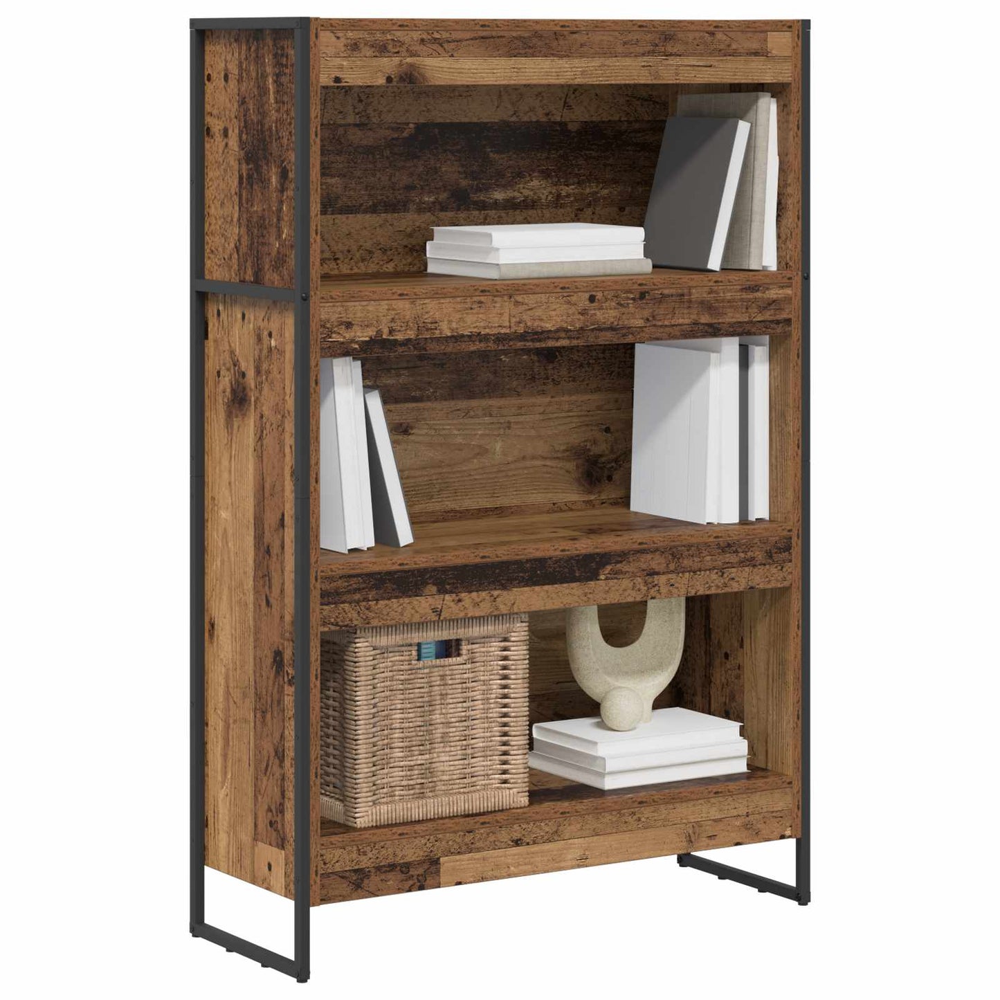Bogskab 80 x 30 x 121 cm Konstrueret træ Gammelt træ