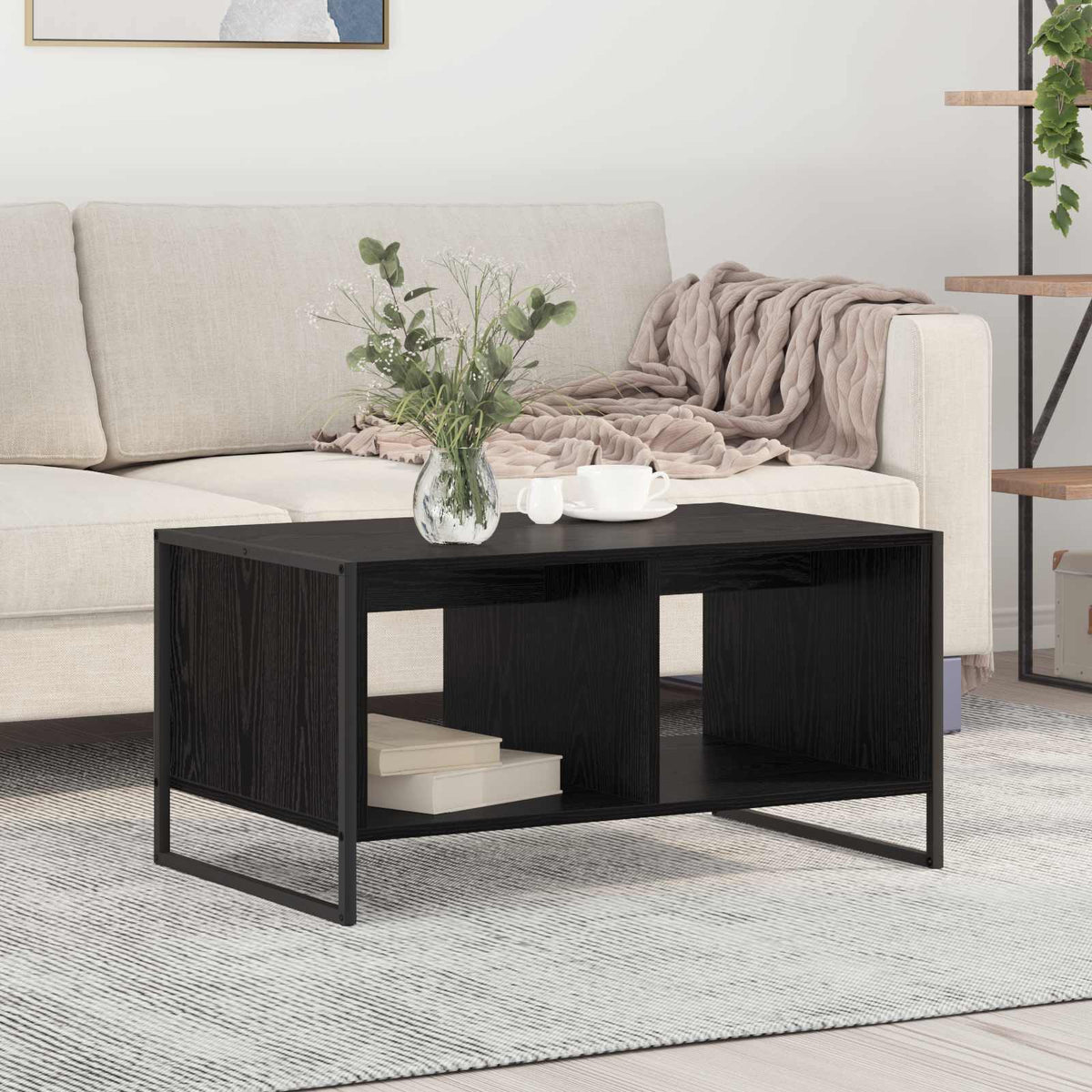 Sofabord Sort eg 80 x 50 x 40 cm Konstrueret træ