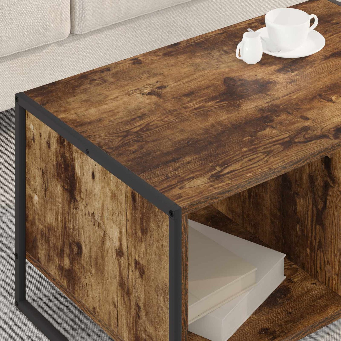 Sofabord Røget Eg 80 x 50 x 40 cm Konstrueret træ