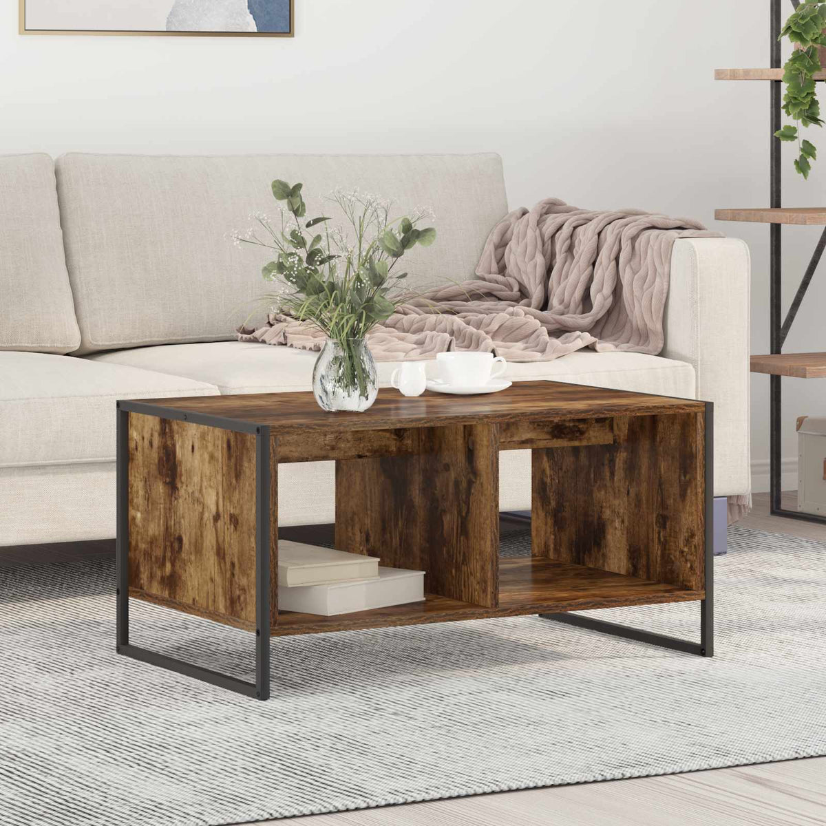 Sofabord Røget Eg 80 x 50 x 40 cm Konstrueret træ