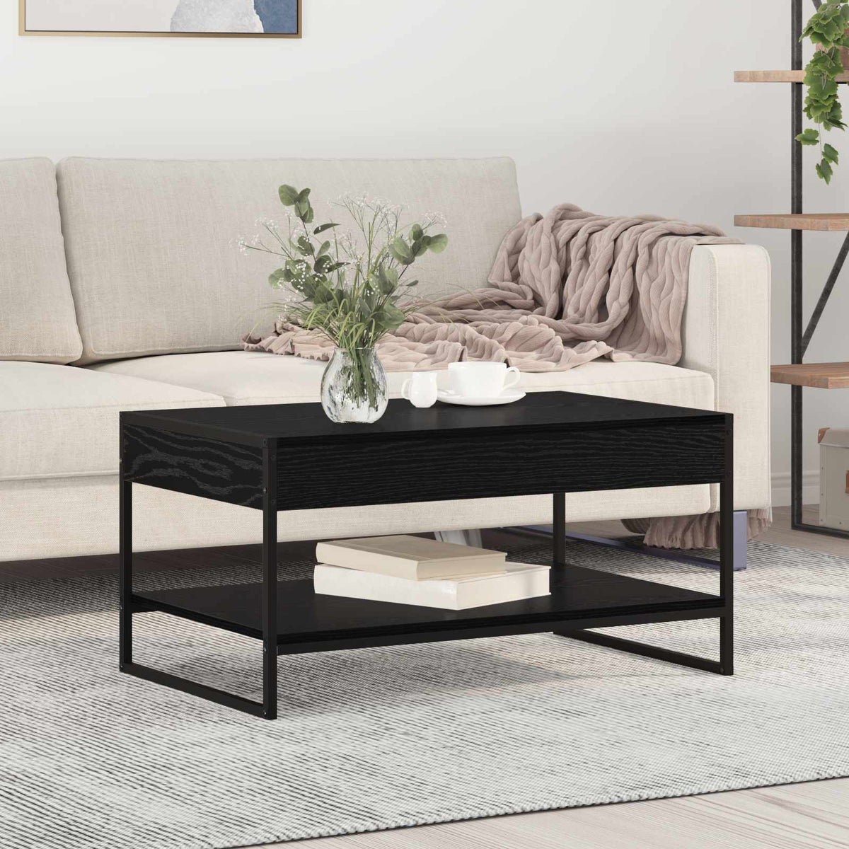 Sofabord Sort eg 80 x 50 x 40 cm Konstrueret træ