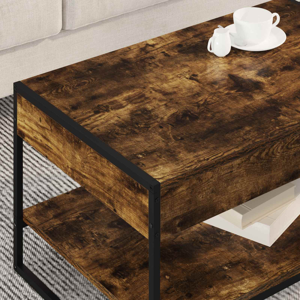 Sofabord Røget Eg 80 x 50 x 40 cm Konstrueret træ