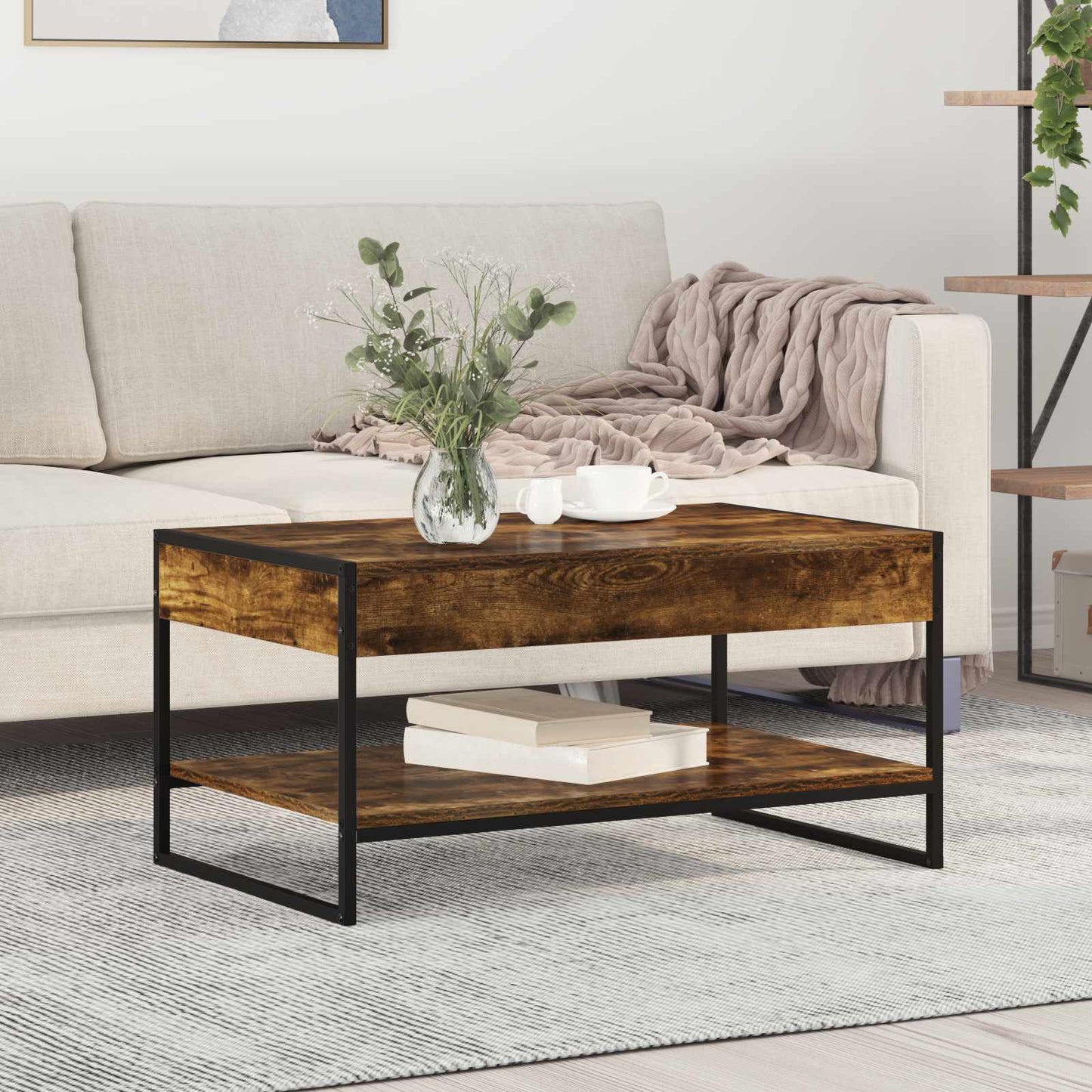 Sofabord Røget Eg 80 x 50 x 40 cm Konstrueret træ