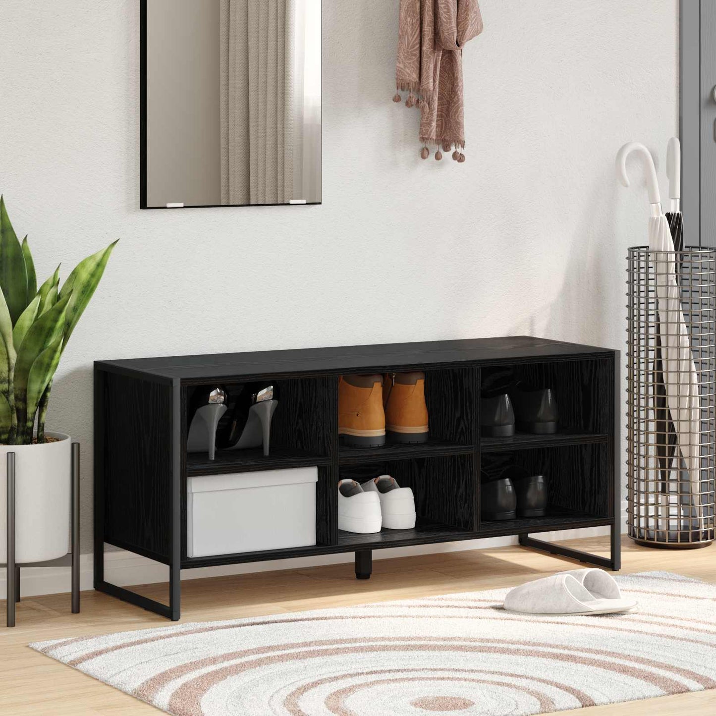 Sko skab 100 x 35 x 44 cm Konstrueret træ Sort eg