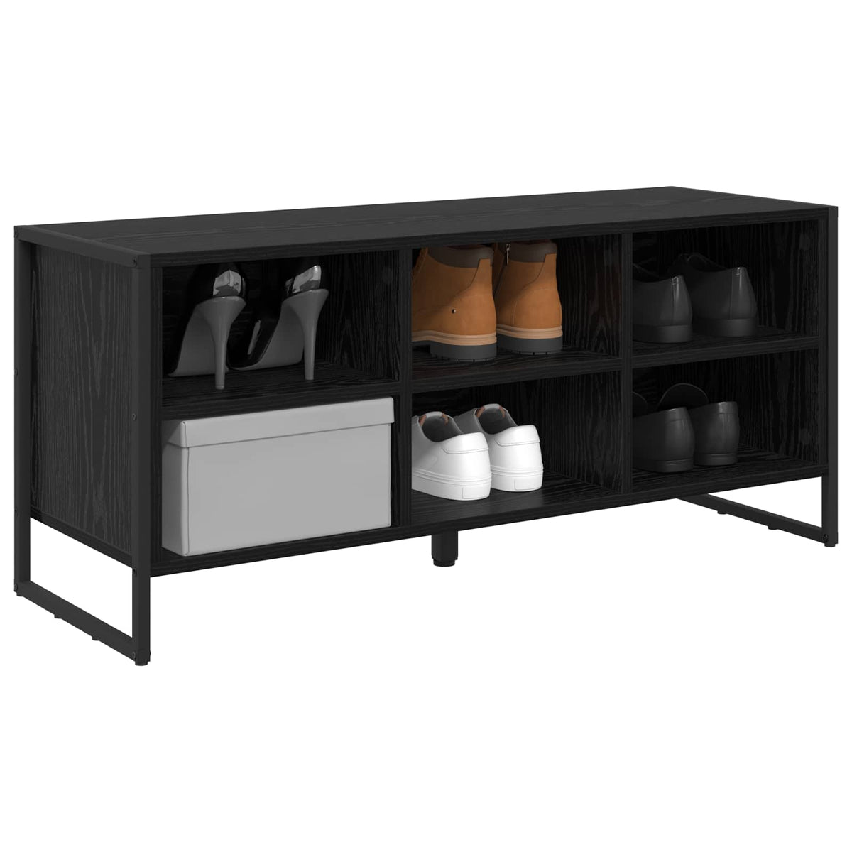 Sko skab 100 x 35 x 44 cm Konstrueret træ Sort eg