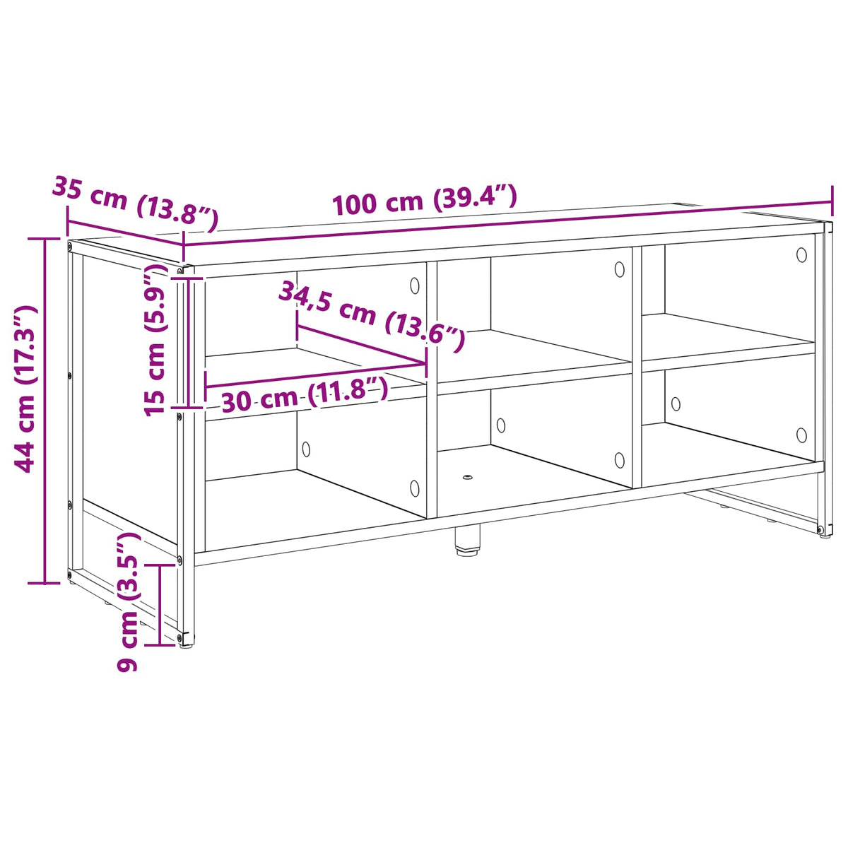 Sko skab 100 x 35 x 44 cm Konstrueret træ Sonoma