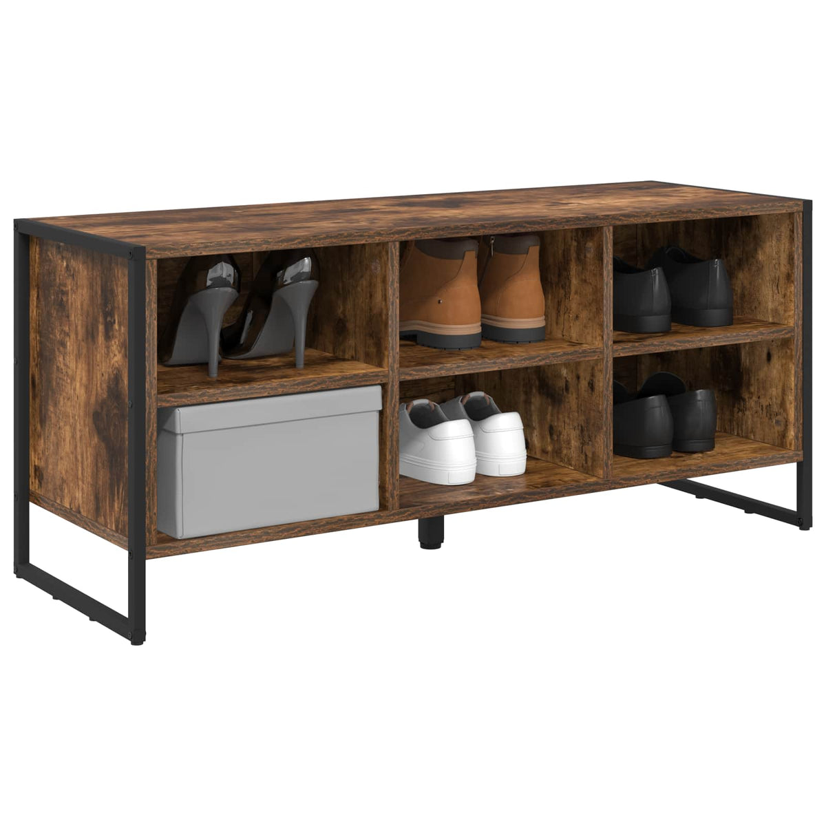 Sko skab 100 x 35 x 44 cm Konstrueret træ Røget Eg