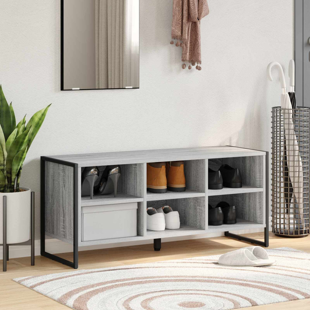 Sko skab 100 x 35 x 44 cm Konstrueret træ Grå Sonoma