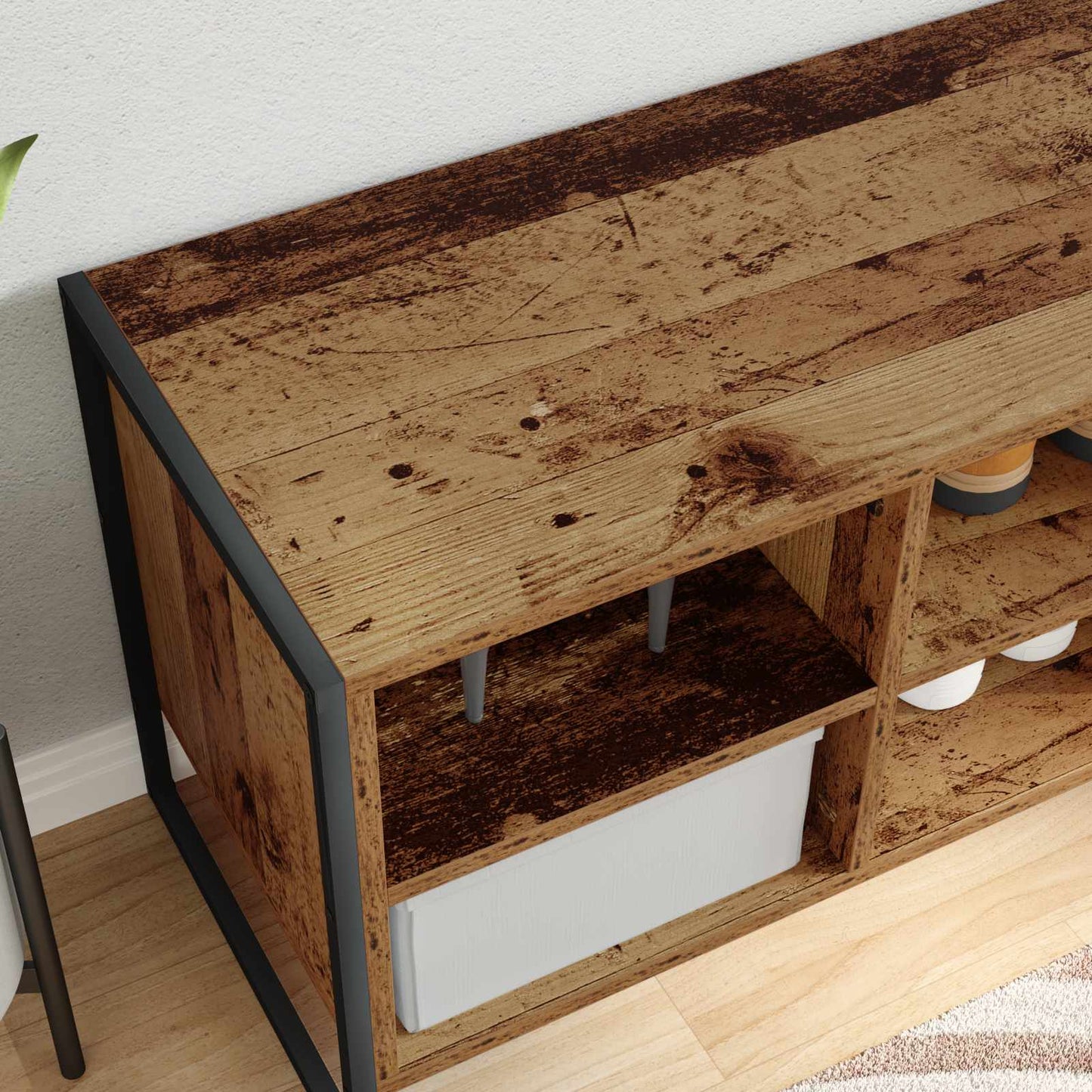 Sko skab 100 x 35 x 44 cm Konstrueret træ Gammelt træ