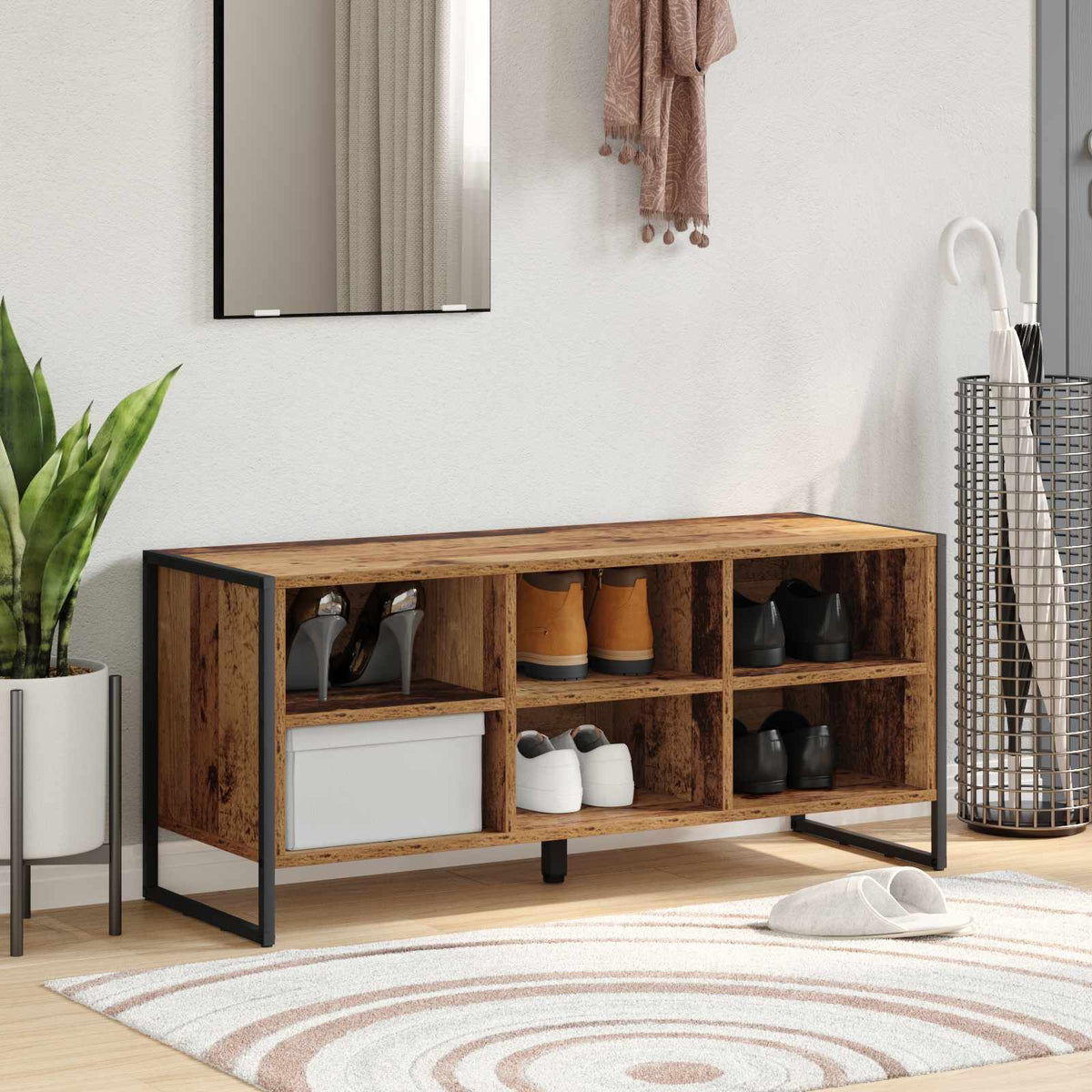 Sko skab 100 x 35 x 44 cm Konstrueret træ Gammelt træ