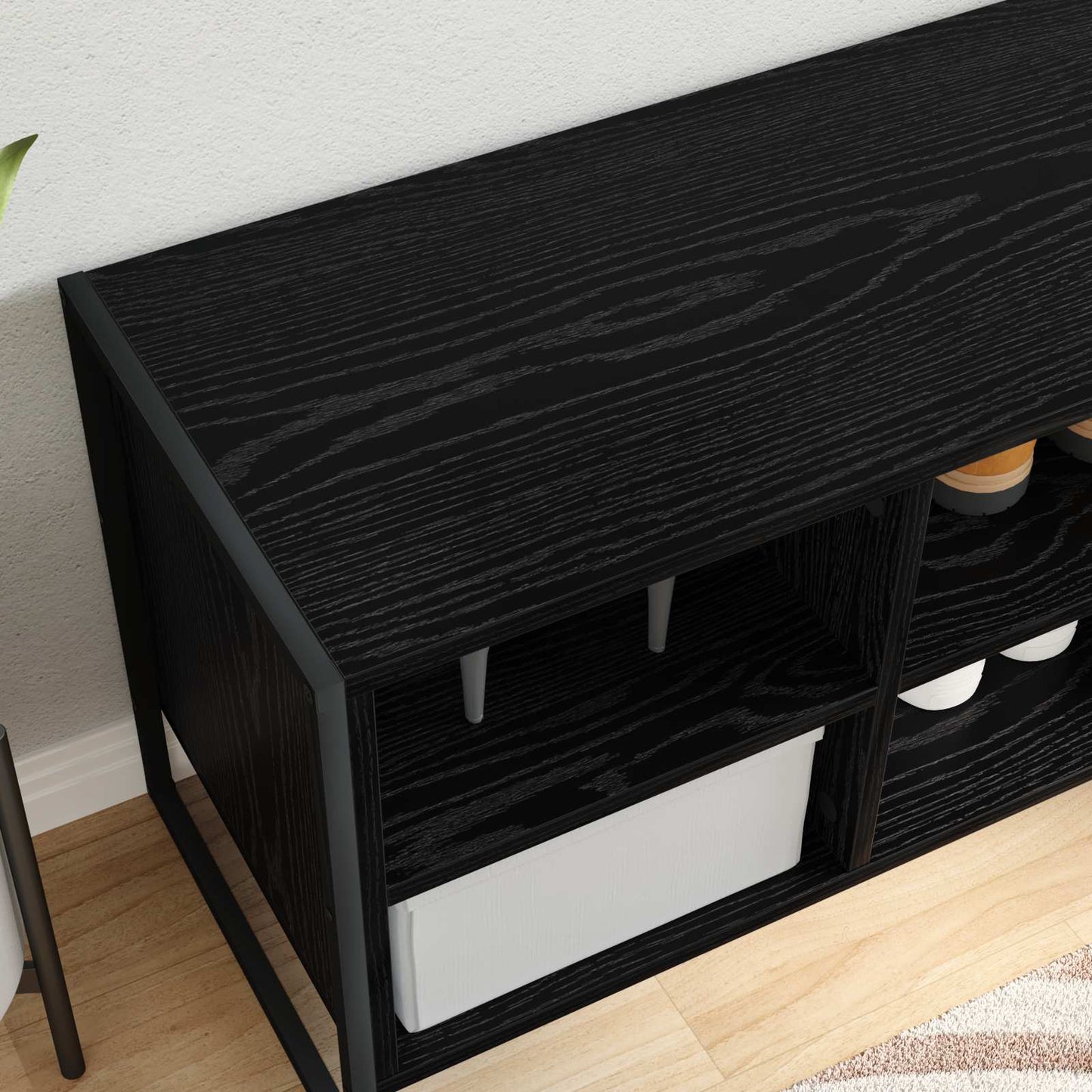 Sko skab 60 x 35 x 44 cm Konstrueret træ Sort eg