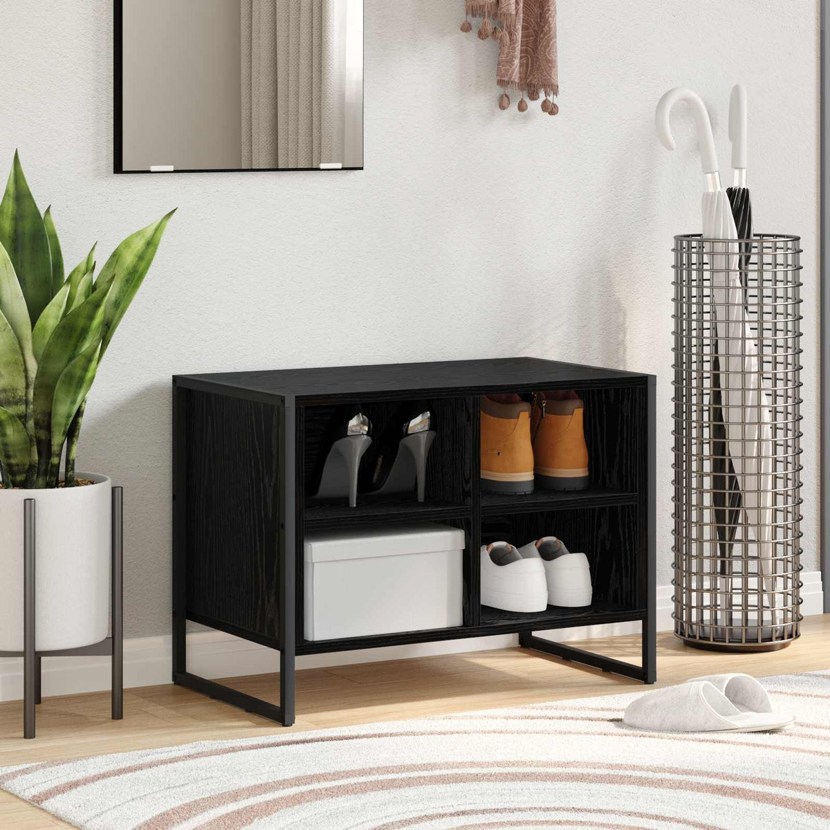 Sko skab 60 x 35 x 44 cm Konstrueret træ Sort eg