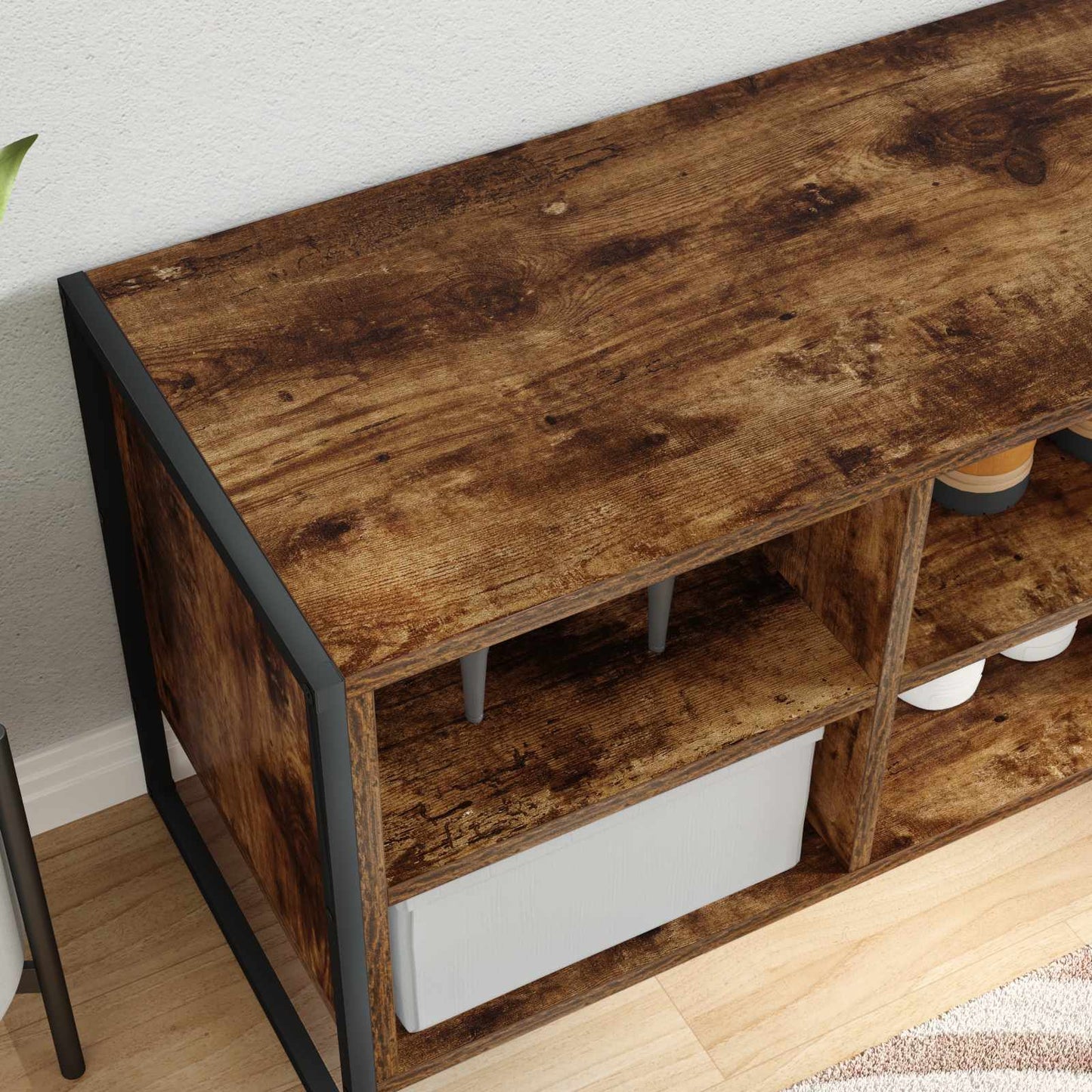 Sko skab 60 x 35 x 44 cm Konstrueret træ Røget Eg