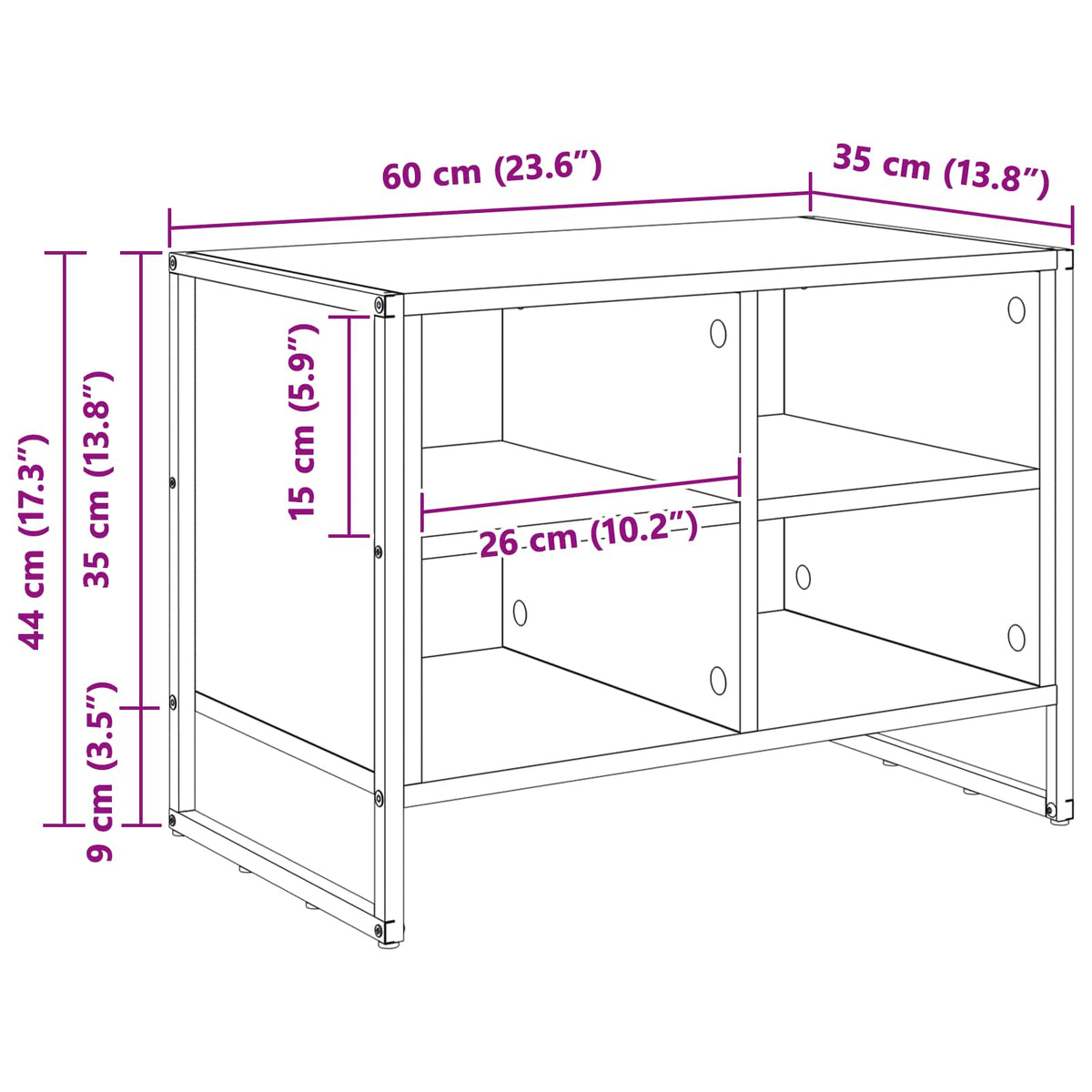 Sko skab 60 x 35 x 44 cm Konstrueret træ Røget Eg