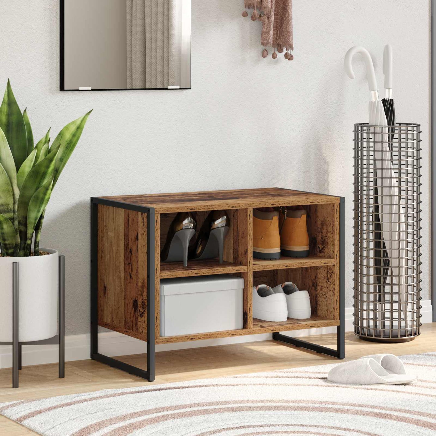 Sko skab 60 x 35 x 44 cm Konstrueret træ Gammelt træ