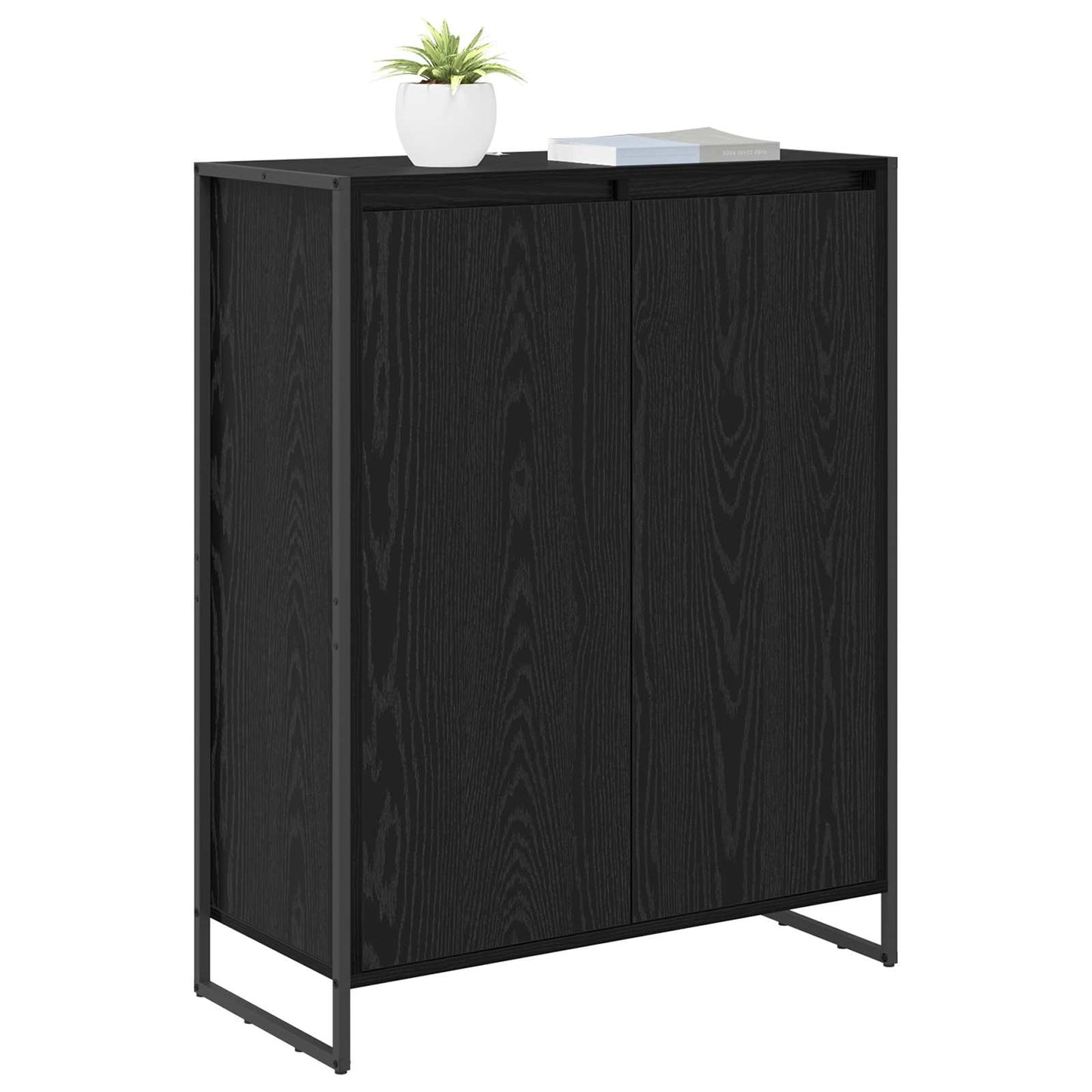 Sko skab med dør Sort eg 79 x 36 x 100 cm Konstrueret træ