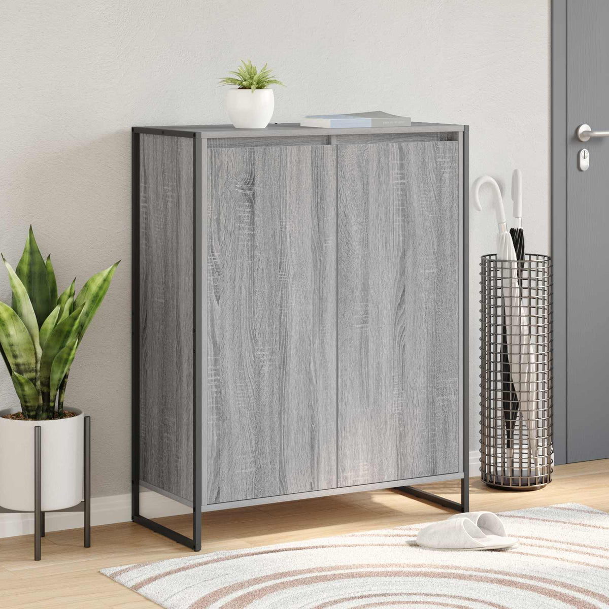 Sko skab med dør Grå Sonoma 79 x 36 x 100 cm Konstrueret træ