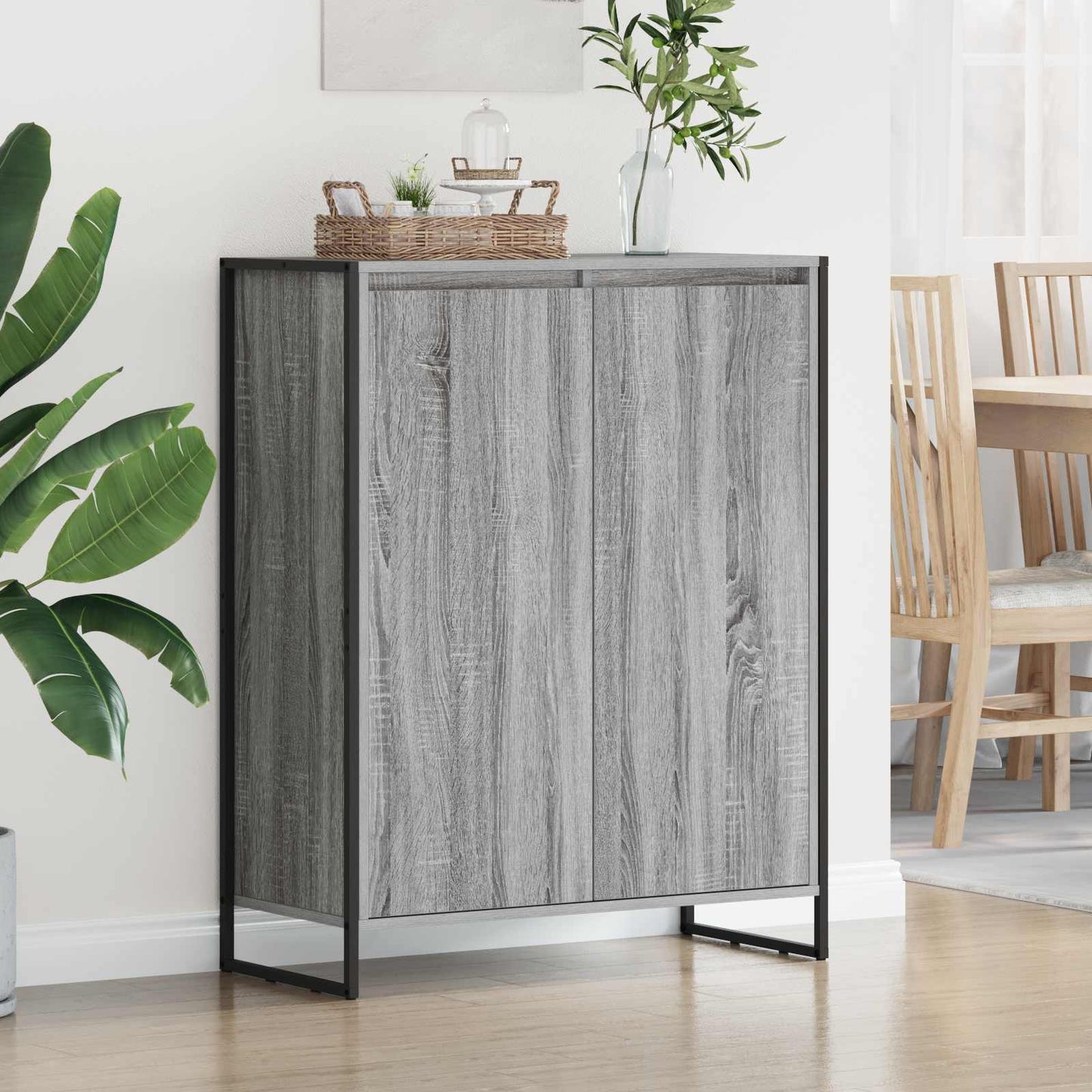 Sko skab med dør Grå Sonoma 79 x 36 x 100 cm Konstrueret træ