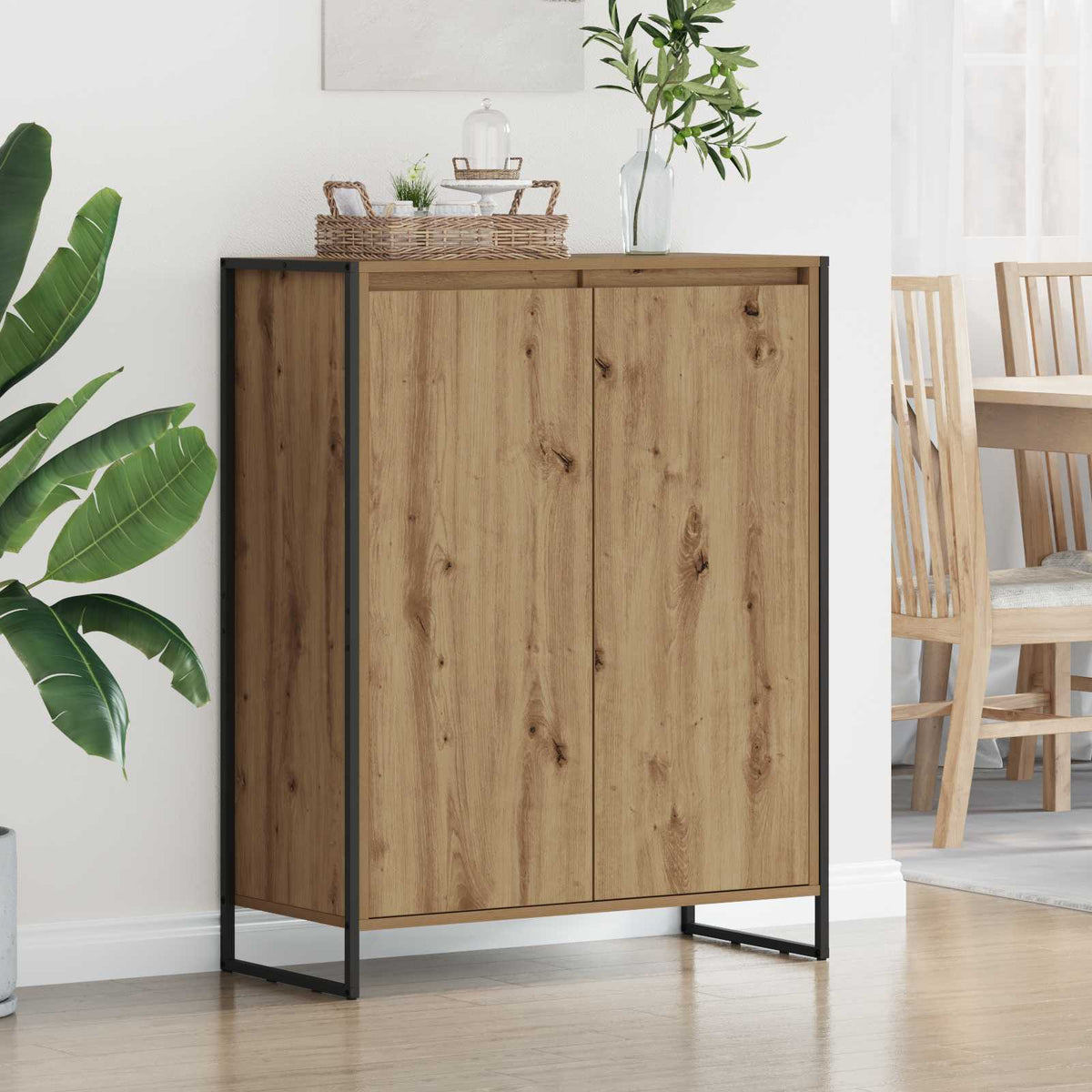 Sko skab med dør Artisan eg 79 x 36 x 100 cm Konstrueret træ
