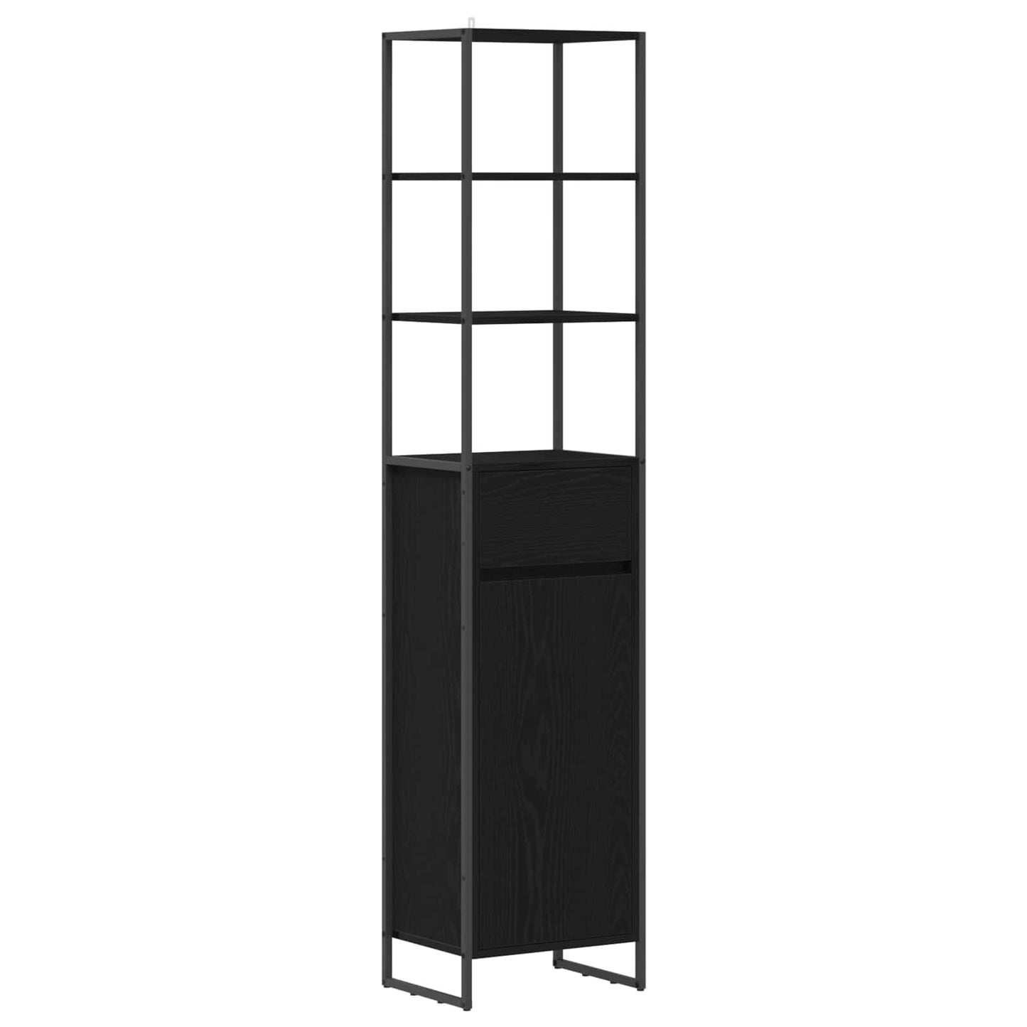 Badeværelsesskab Sort eg 40 x 30 x 180 cm Konstrueret træ
