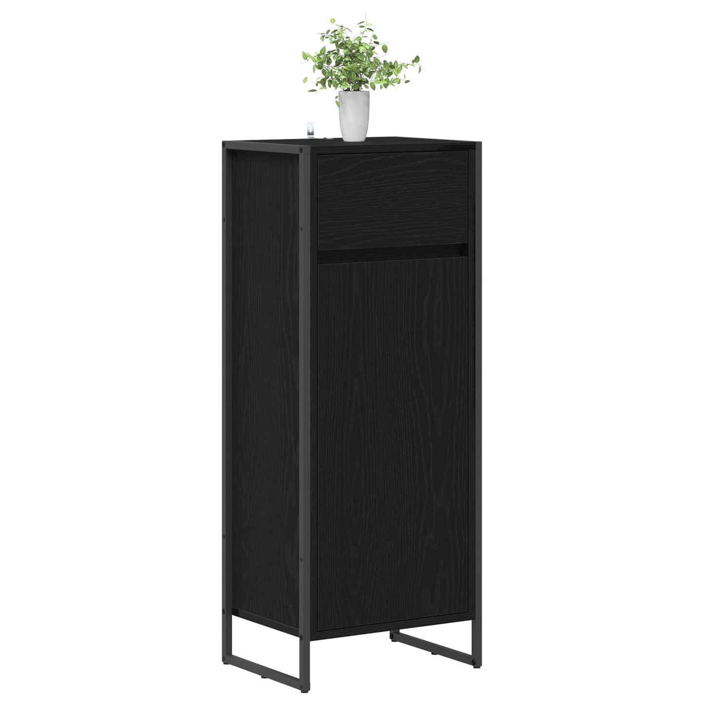 Badeværelsesskab Sort eg 40 x 30 x 100 cm Konstrueret træ