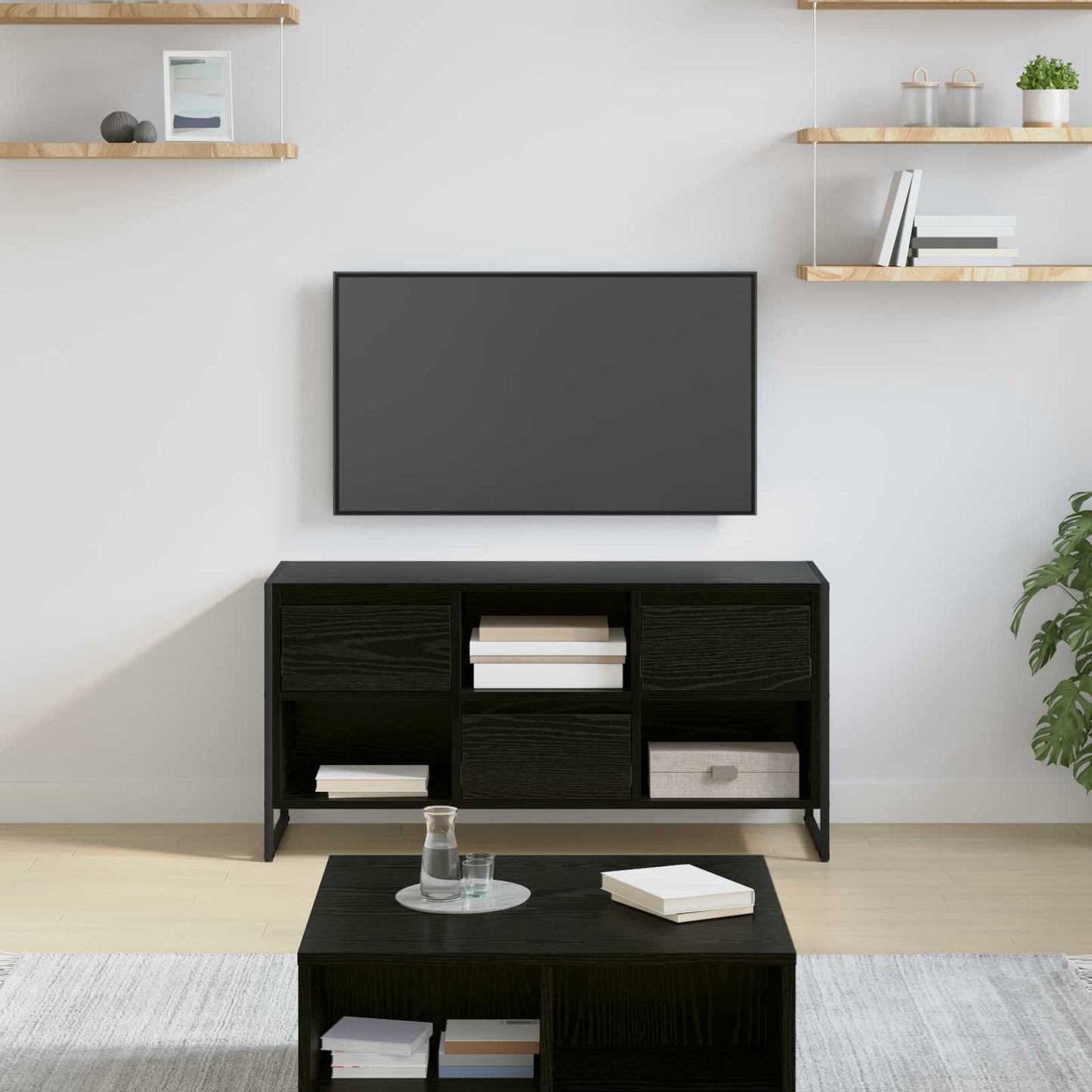 TV-skab 100 x 36 x 49,5 cm Sort eg Konstrueret træ
