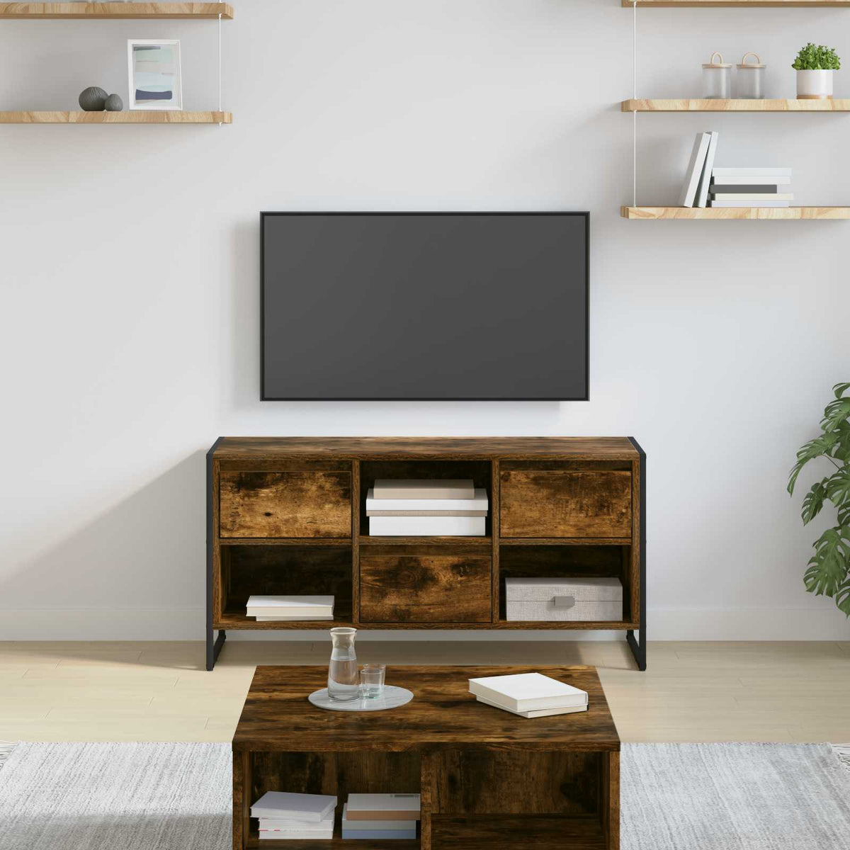 TV-skab 100 x 36 x 49,5 cm Røget Eg Konstrueret træ