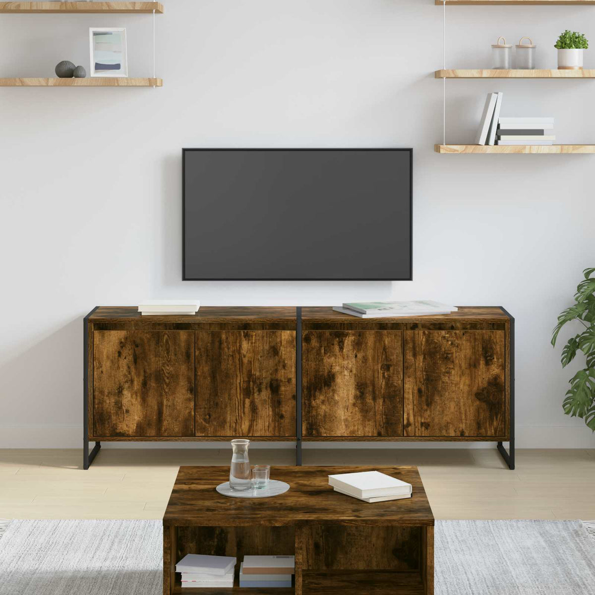 TV-skab 140 x 36 x 49.5 cm Røget Eg Konstrueret træ