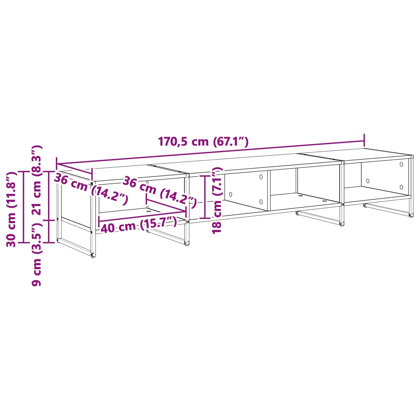 TV-skab 170.5 x 36 x 30.5 cm Sonoma Konstrueret træ