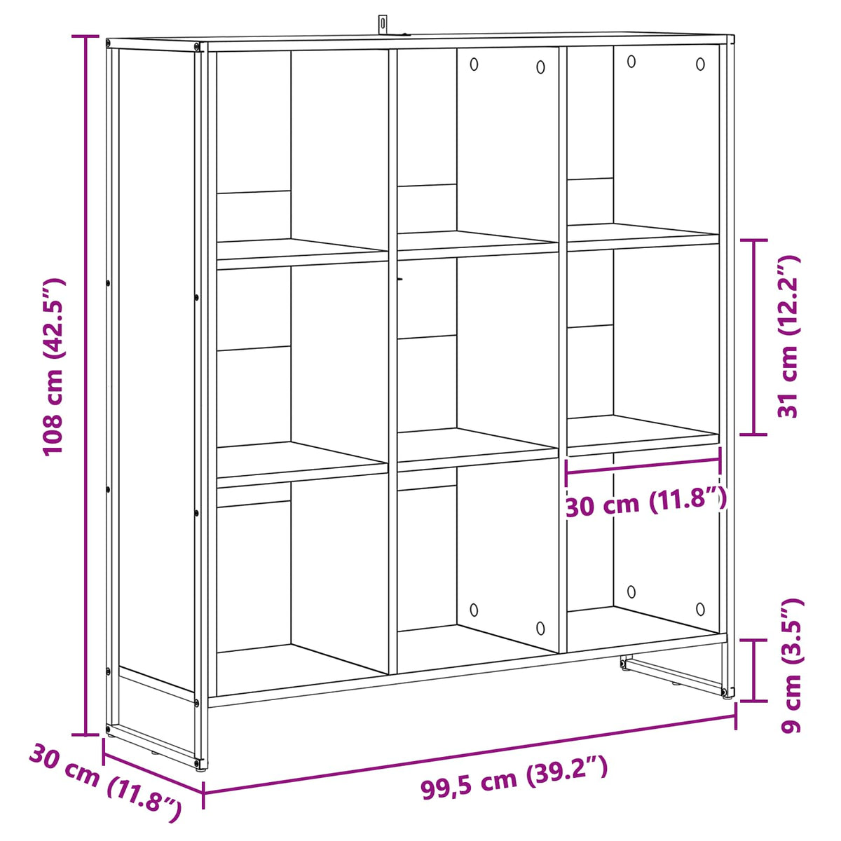 Bogskab 99,5 x 30 x 108,5 cm Konstrueret træ Sort eg