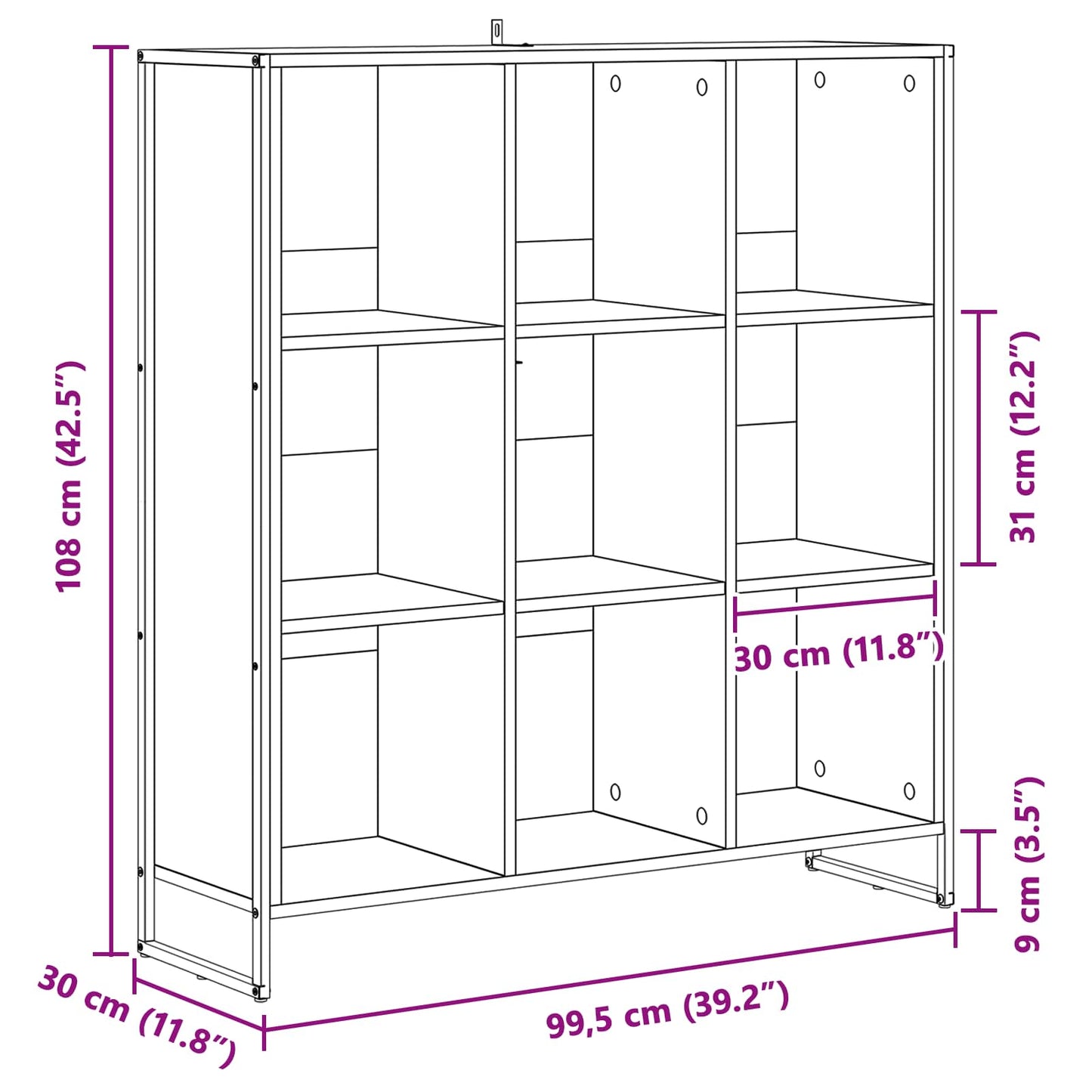 Bogskab 99,5 x 30 x 108 cm Konstrueret træ Grå Sonoma