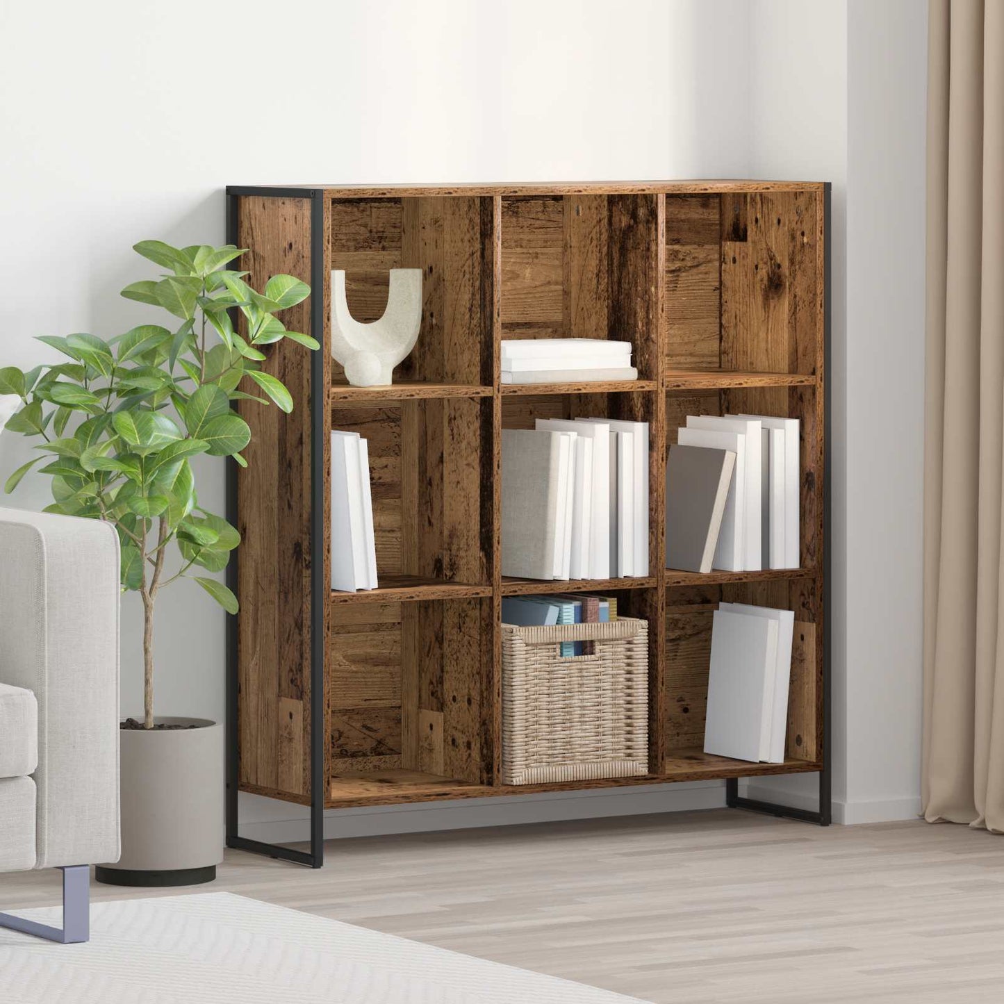 Bogskab 99,5 x 30 x 108 cm Konstrueret træ Gammelt træ