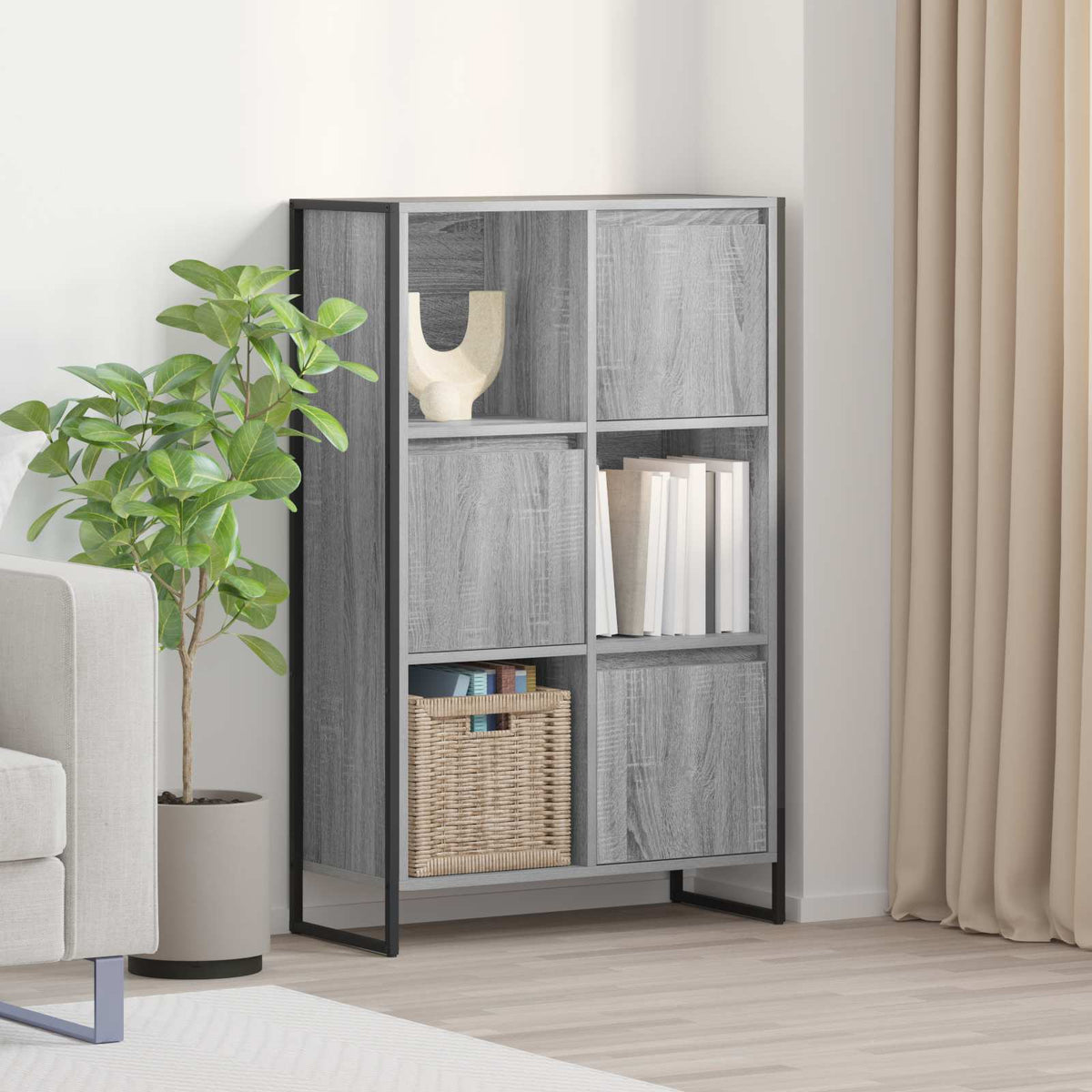 Bogskab 68 x 30 x 108.5 cm Konstrueret træ Grå Sonoma