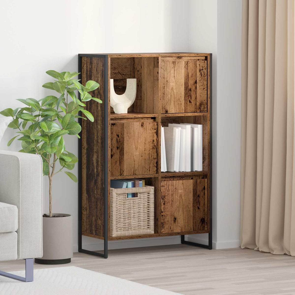 Bogskab 68 x 30 x 108.5 cm Konstrueret træ Gammelt træ