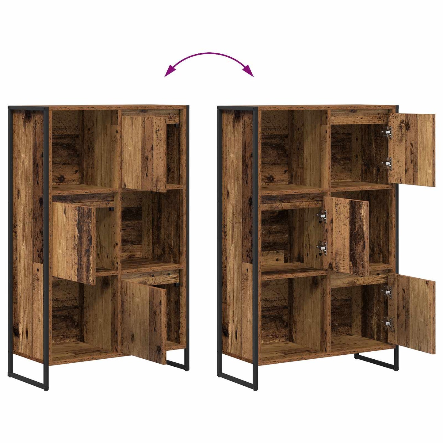 Bogskab 68 x 30 x 108.5 cm Konstrueret træ Gammelt træ