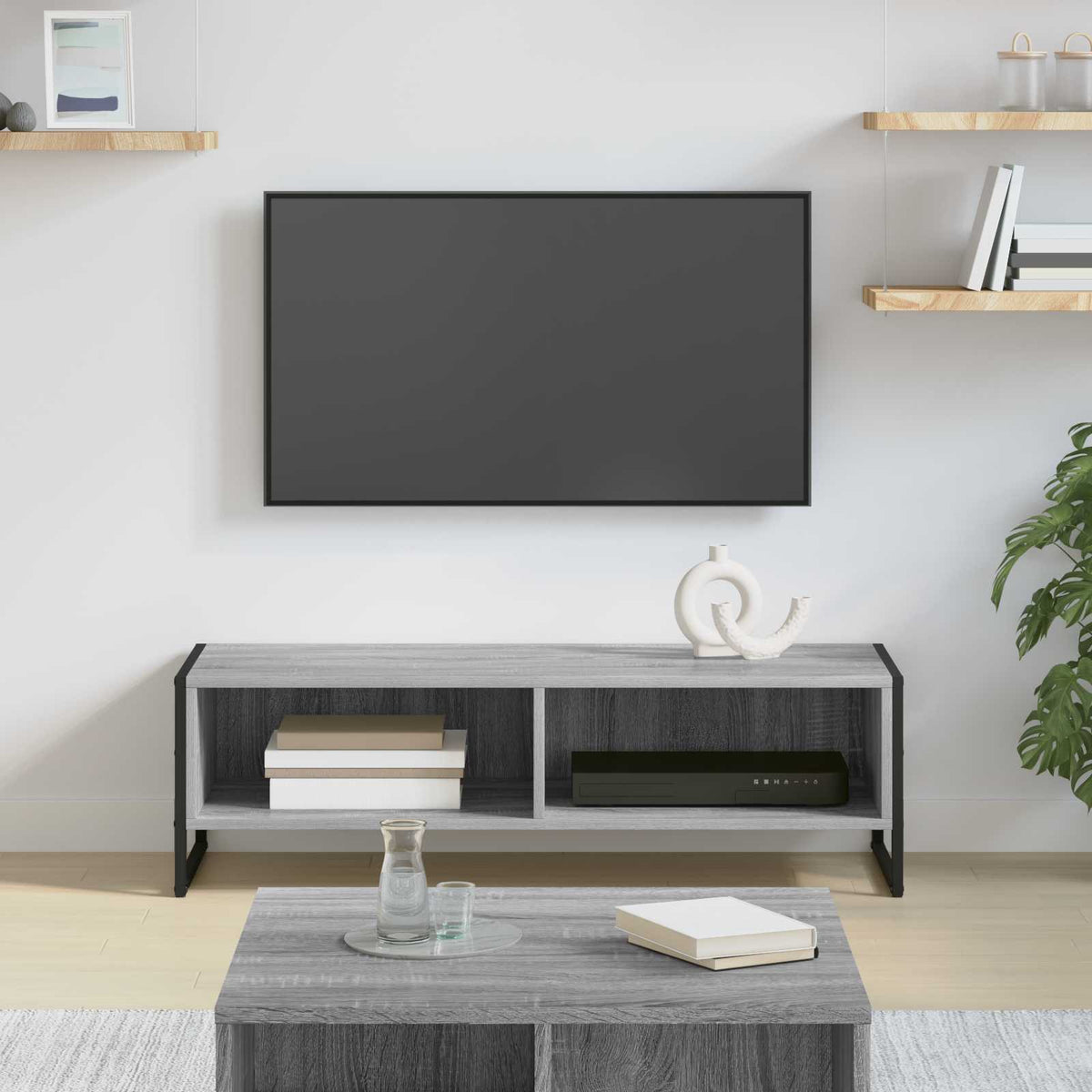TV-skab 100 x 36,5 x 30,5 cm Grå Sonoma Konstrueret træ
